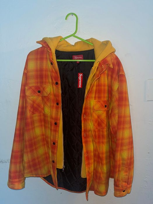 Supreme Supreme hooded flannel zip up shirt | Grailed