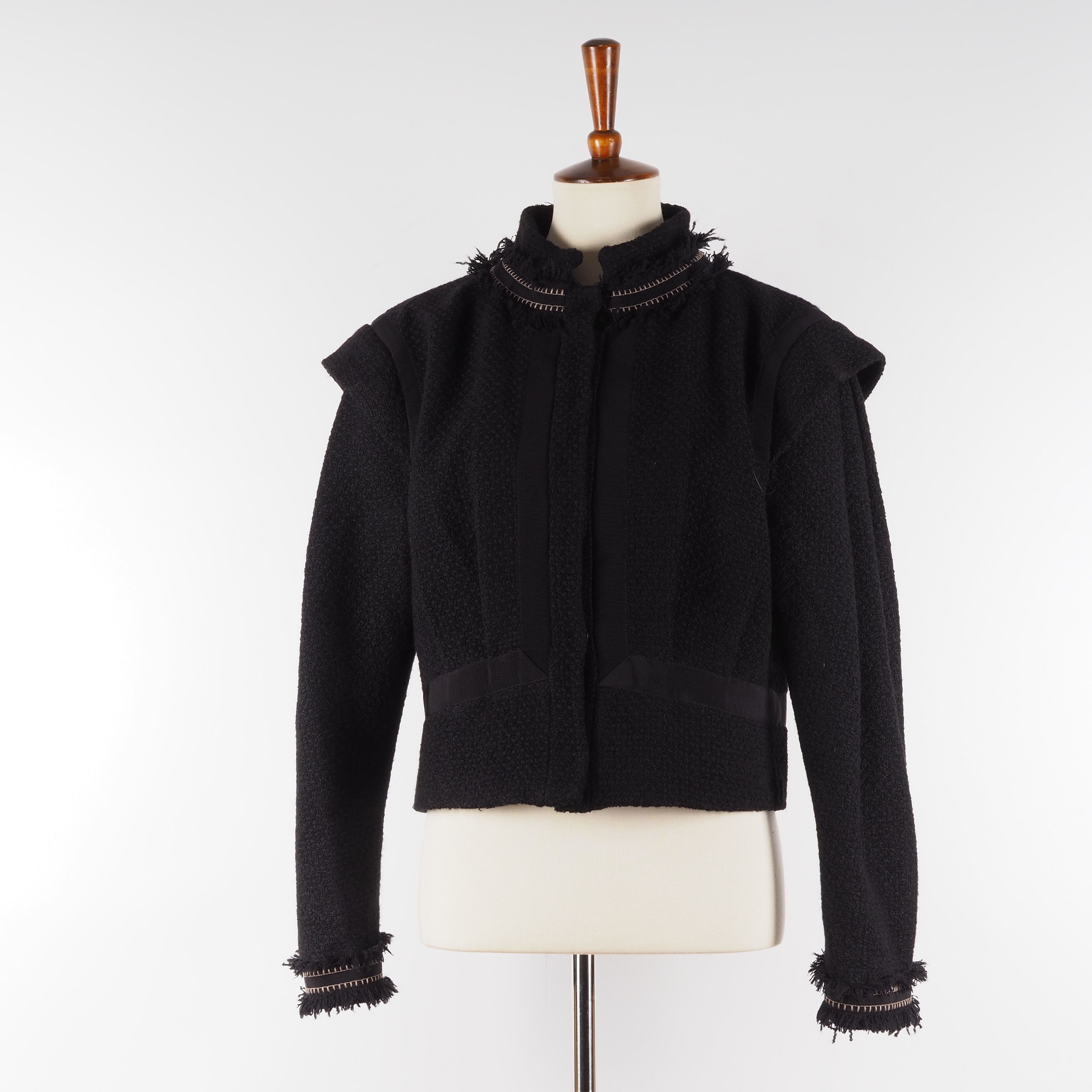 Alberta Ferretti Black Tweed Coat Jacket US8 IT44 M Medium