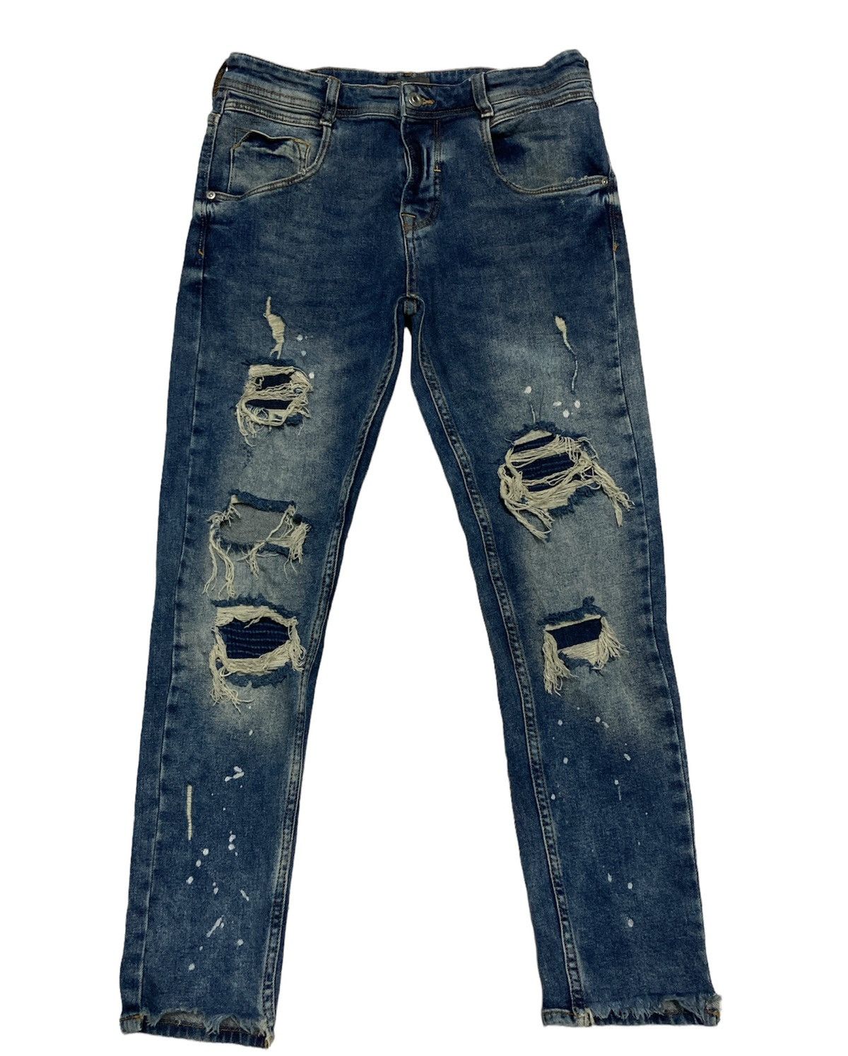 Zara DISTRESSED PAINT SPLATTER DENIM Size US 30 / EU 46 - 1 Thumbnail