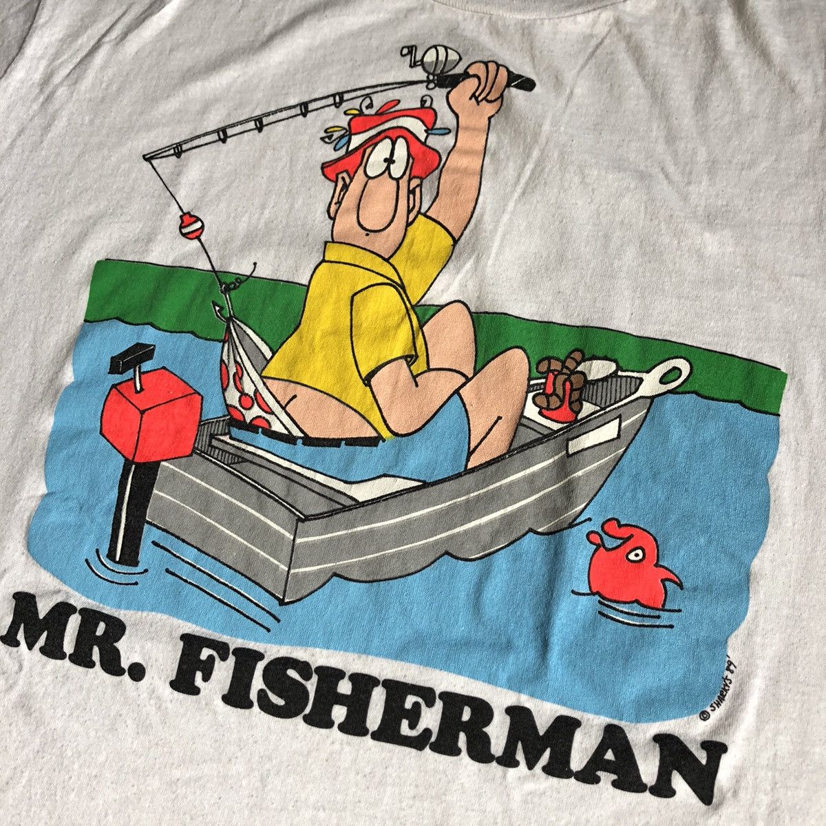 Vintage Vintage 1990s Mr Fisherman Cartoon Parody Graphic Logo Tee Size US XL / EU 56 / 4 - 3 Thumbnail