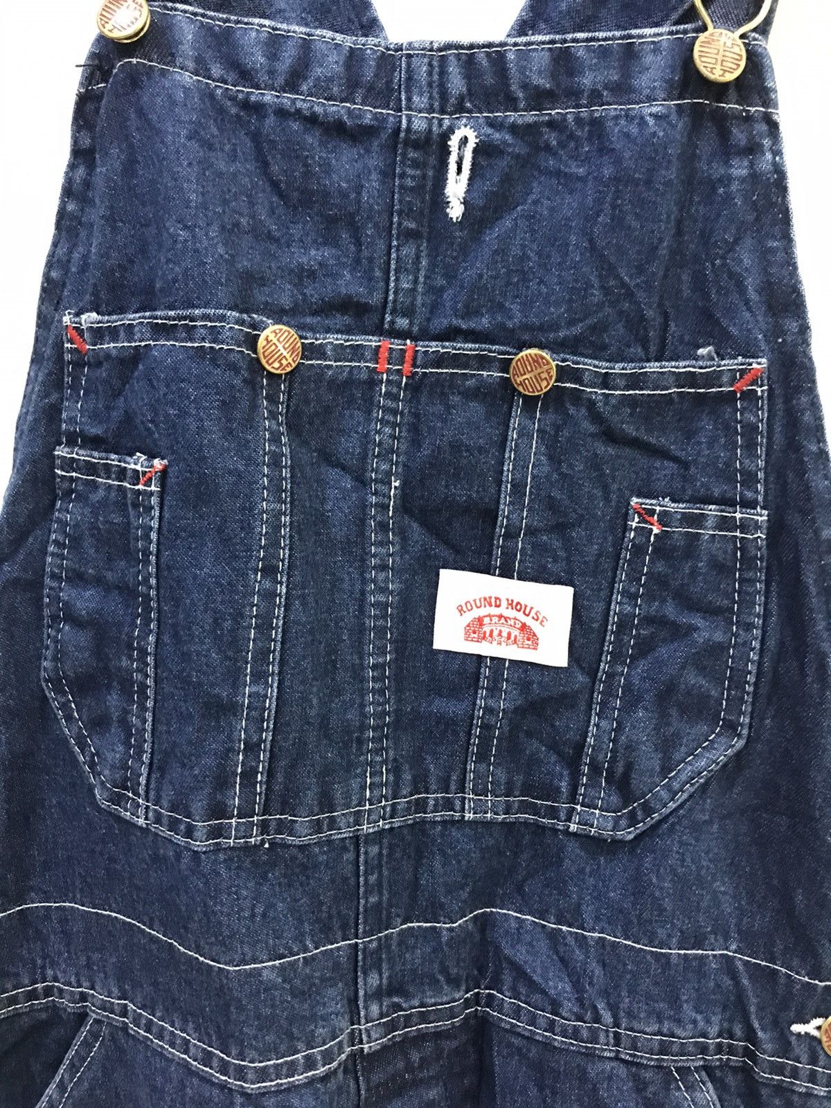 Vintage FOR W29-W31🔥Vintage ROUNDHOUSE Classic Fade Denim Overall Size US 33 - 5 Thumbnail