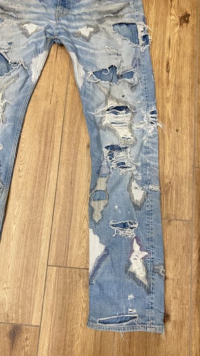 Vlone Vlone Runway Sample Distressed Denim Scab Jeans | Grailed