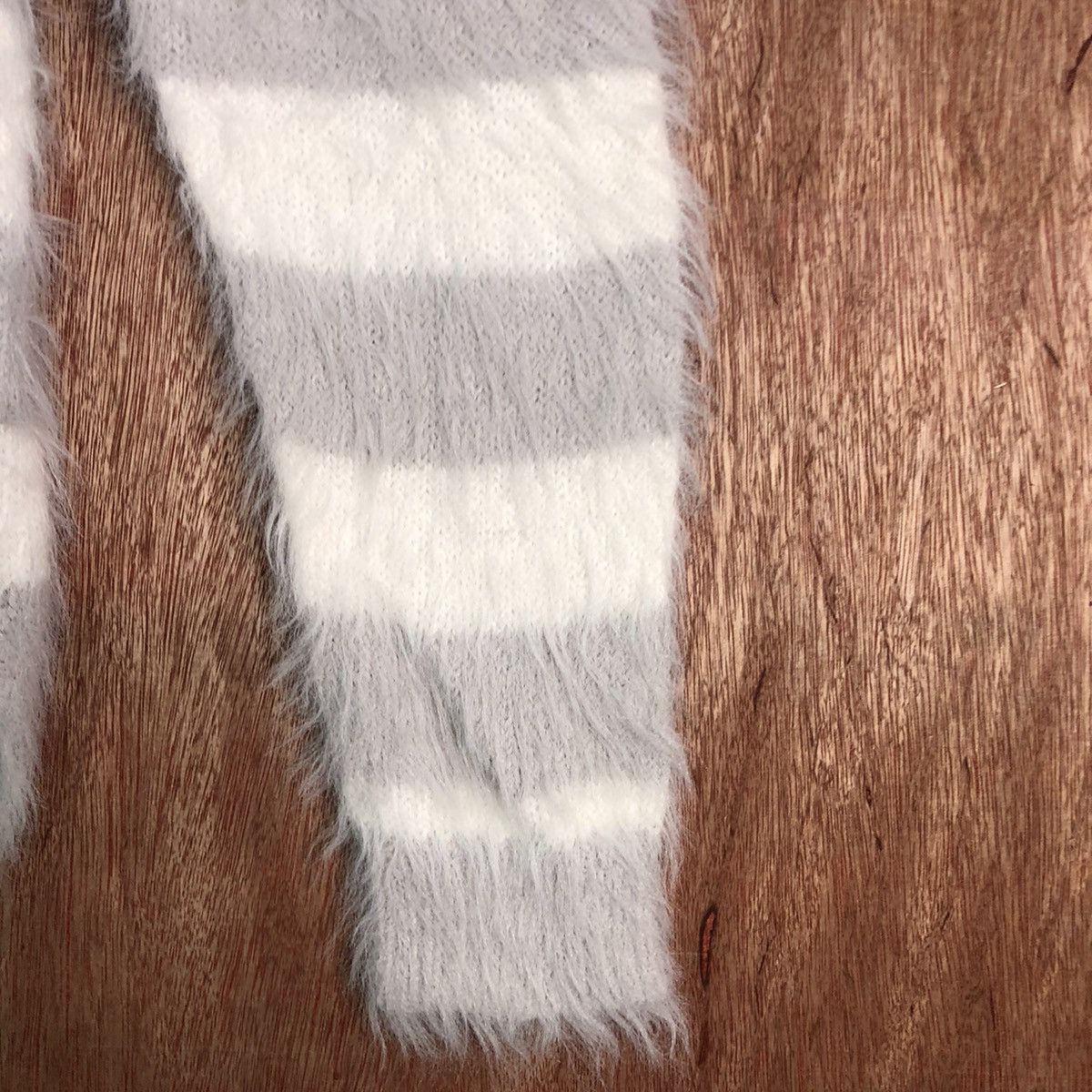 Homespun Knitwear Japan Stripe White Grey Mohair Knitwear Kurt Cobain style Size US M / EU 48-50 / 2 - 4 Thumbnail