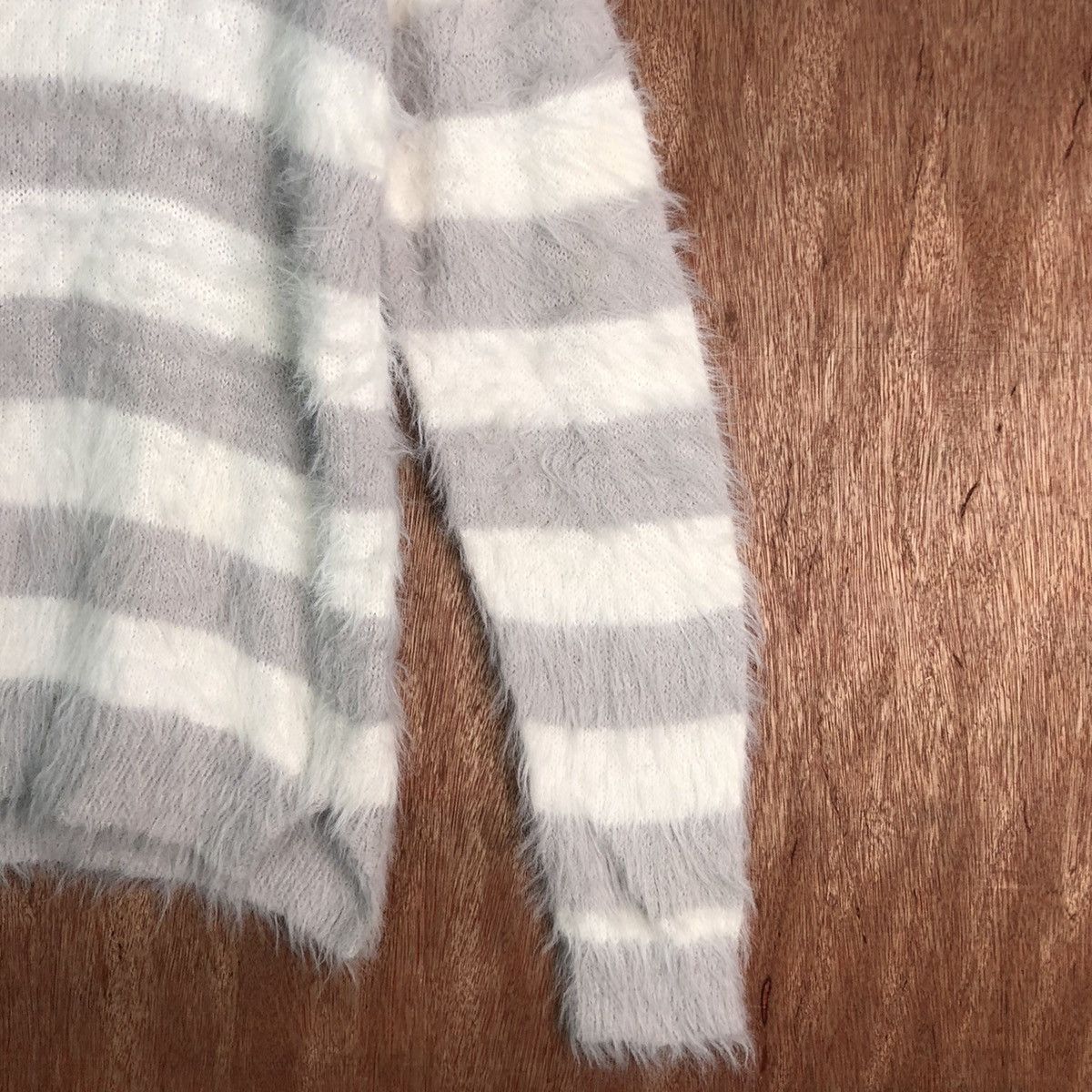 Homespun Knitwear Japan Stripe White Grey Mohair Knitwear Kurt Cobain style Size US M / EU 48-50 / 2 - 5 Thumbnail
