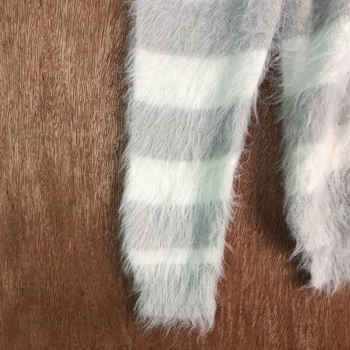 Homespun Knitwear Japan Stripe White Grey Mohair Knitwear Kurt Cobain style Size US M / EU 48-50 / 2 - 6 Thumbnail