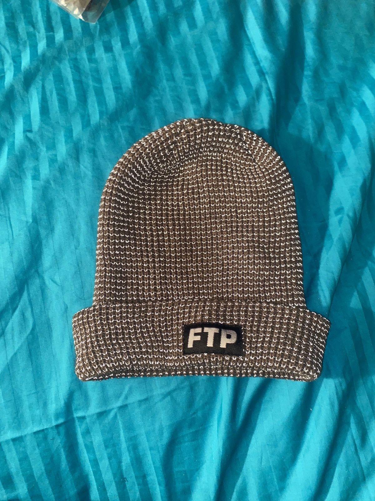 Fuck The Population Ftp reflective knit beanie olive Size ONE SIZE - 1 Thumbnail