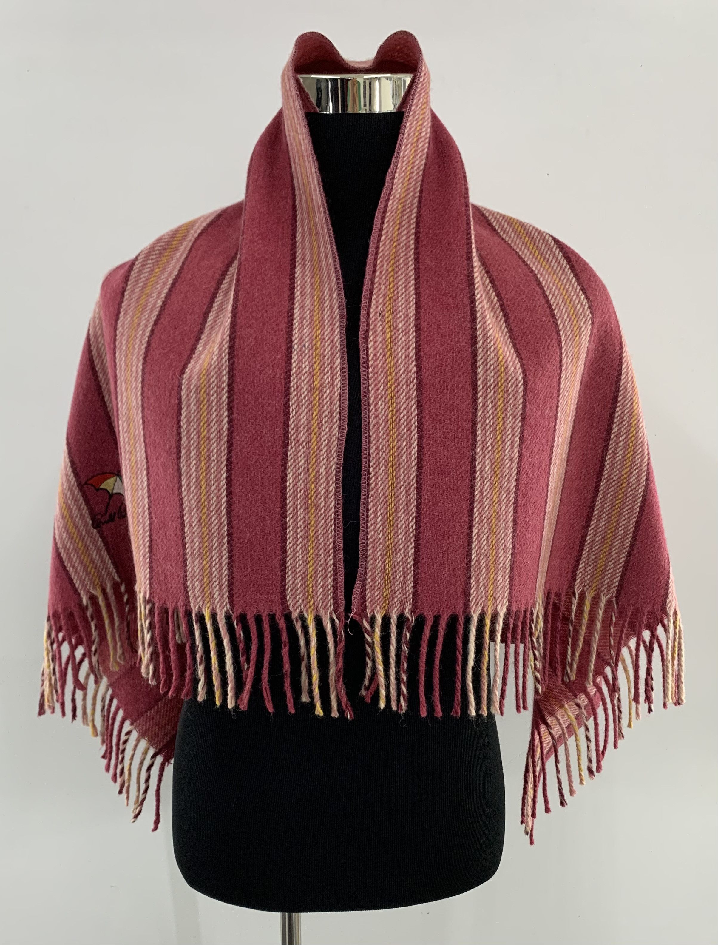 POLO CLUB Embroidered Logo Striped discount Brown Muffler Fringes Scarf