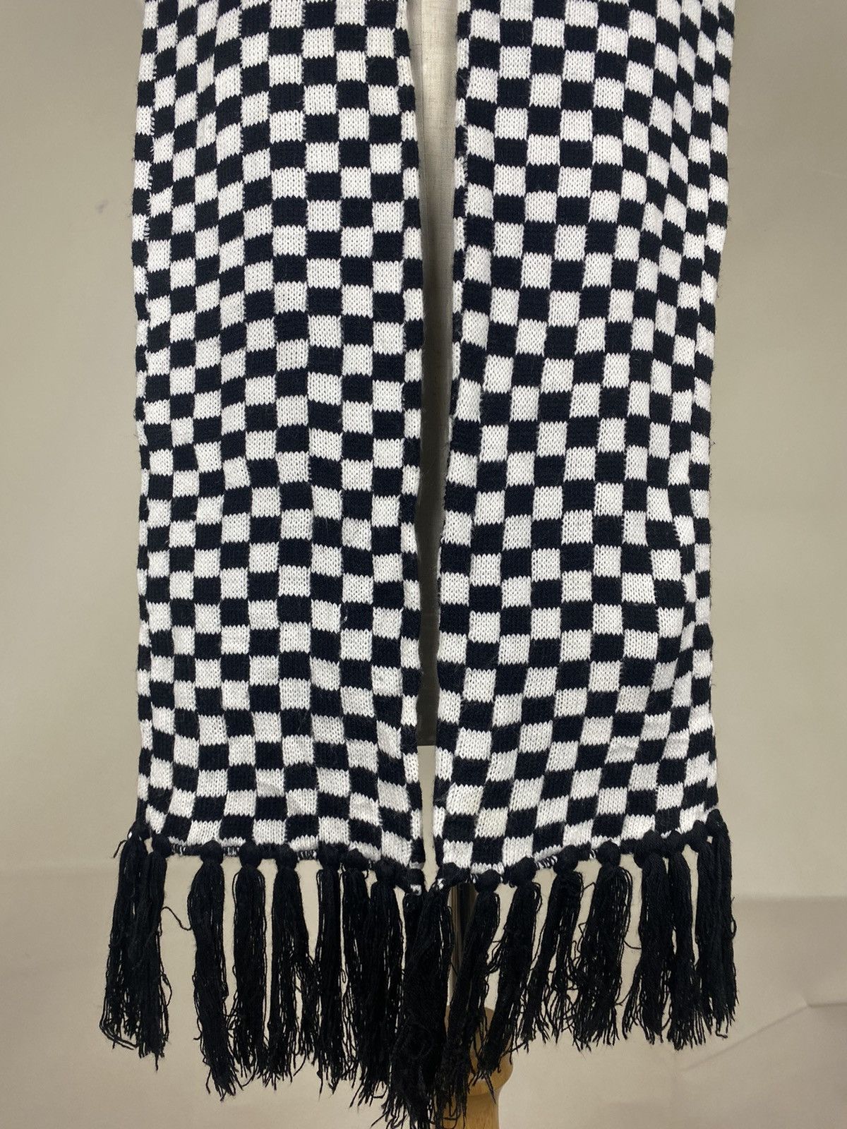 Vintage Checkered Board Black & White Scarf Muffler Size ONE SIZE - 3 Thumbnail