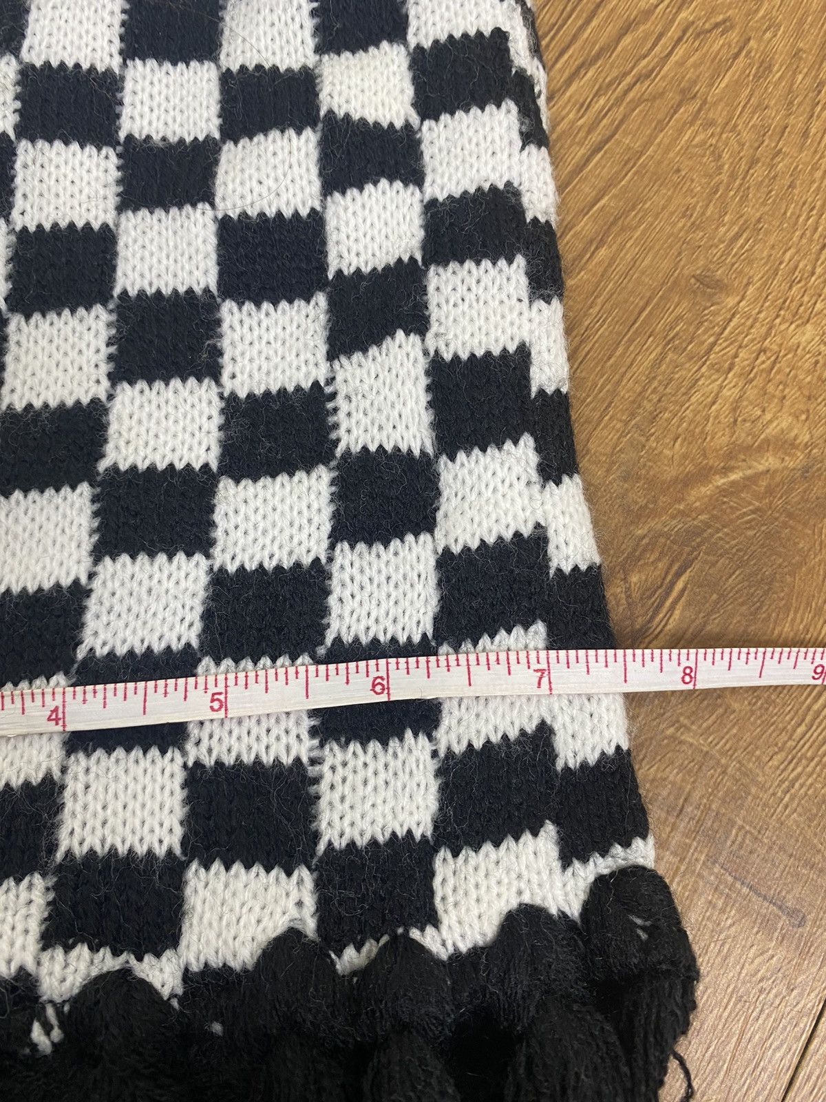 Vintage Checkered Board Black & White Scarf Muffler Size ONE SIZE - 5 Thumbnail