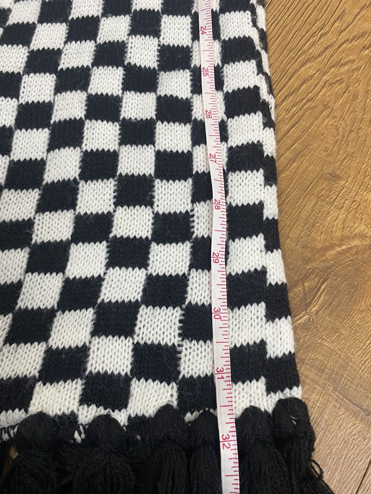 Vintage Checkered Board Black & White Scarf Muffler Size ONE SIZE - 6 Thumbnail