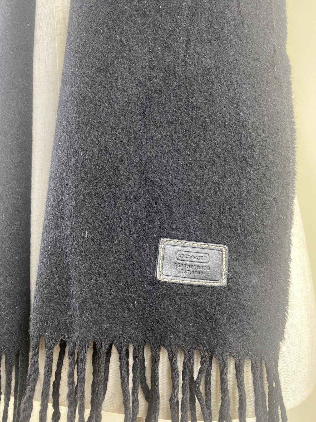 Coach Coach Plain Black Winter Scarf Muffler 100% Cashmere Size ONE SIZE - 3 Thumbnail