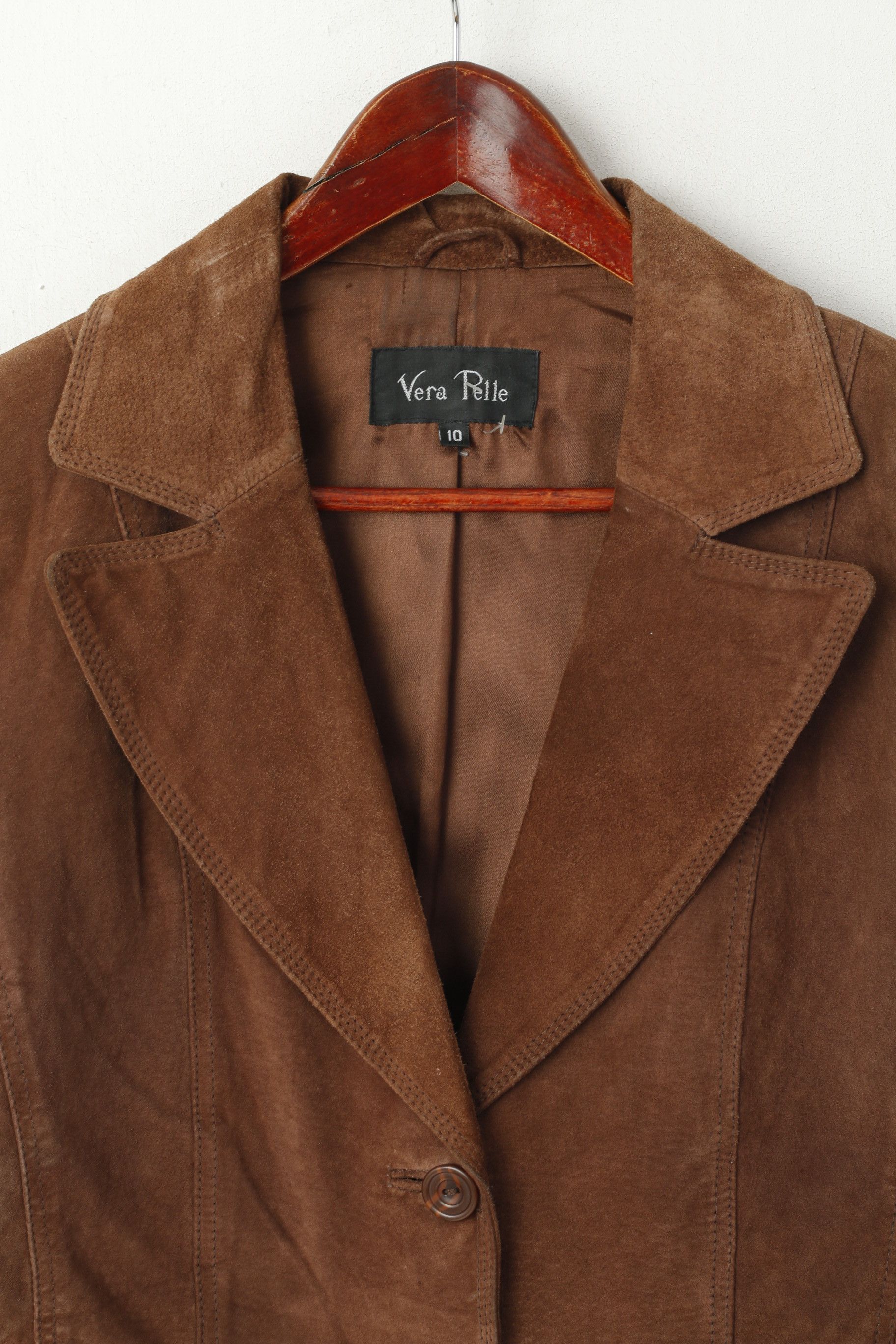 Vintage Vera Pelle Women 10 S Jacket Brown 100% Leather Suede 3829 Size S / US 4 / IT 40 - 2 Thumbnail