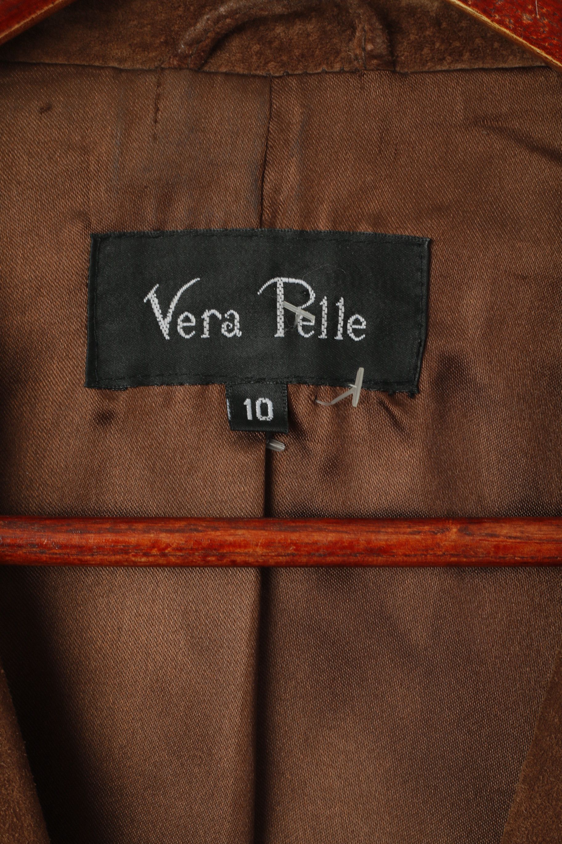 Vintage Vera Pelle Women 10 S Jacket Brown 100% Leather Suede 3829 Size S / US 4 / IT 40 - 3 Thumbnail