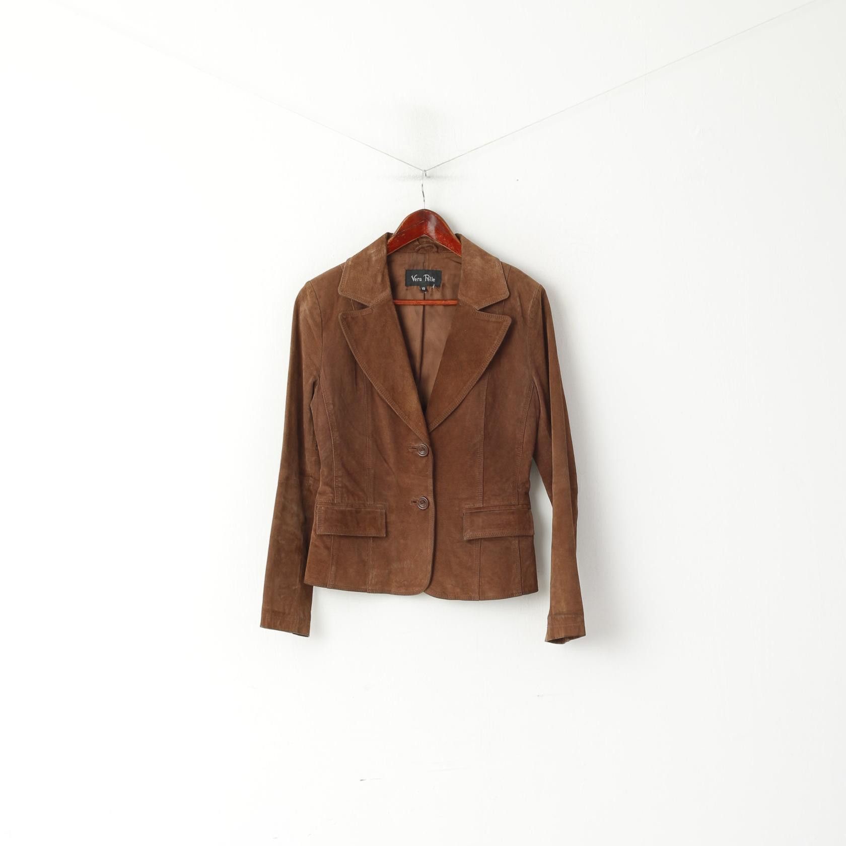 Vintage Vera Pelle Women 10 S Jacket Brown 100% Leather Suede 3829 Size S / US 4 / IT 40 - 1 Thumbnail
