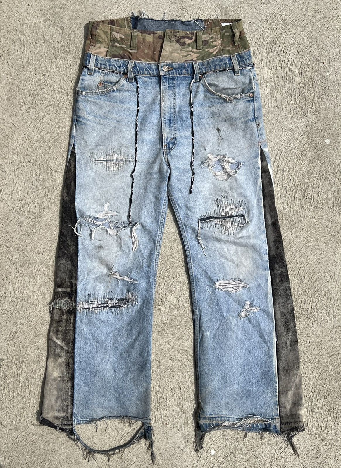Ends Repair Ends Repair Blue Denim Double Waist Crash Rare Ends RP Pants Grailed