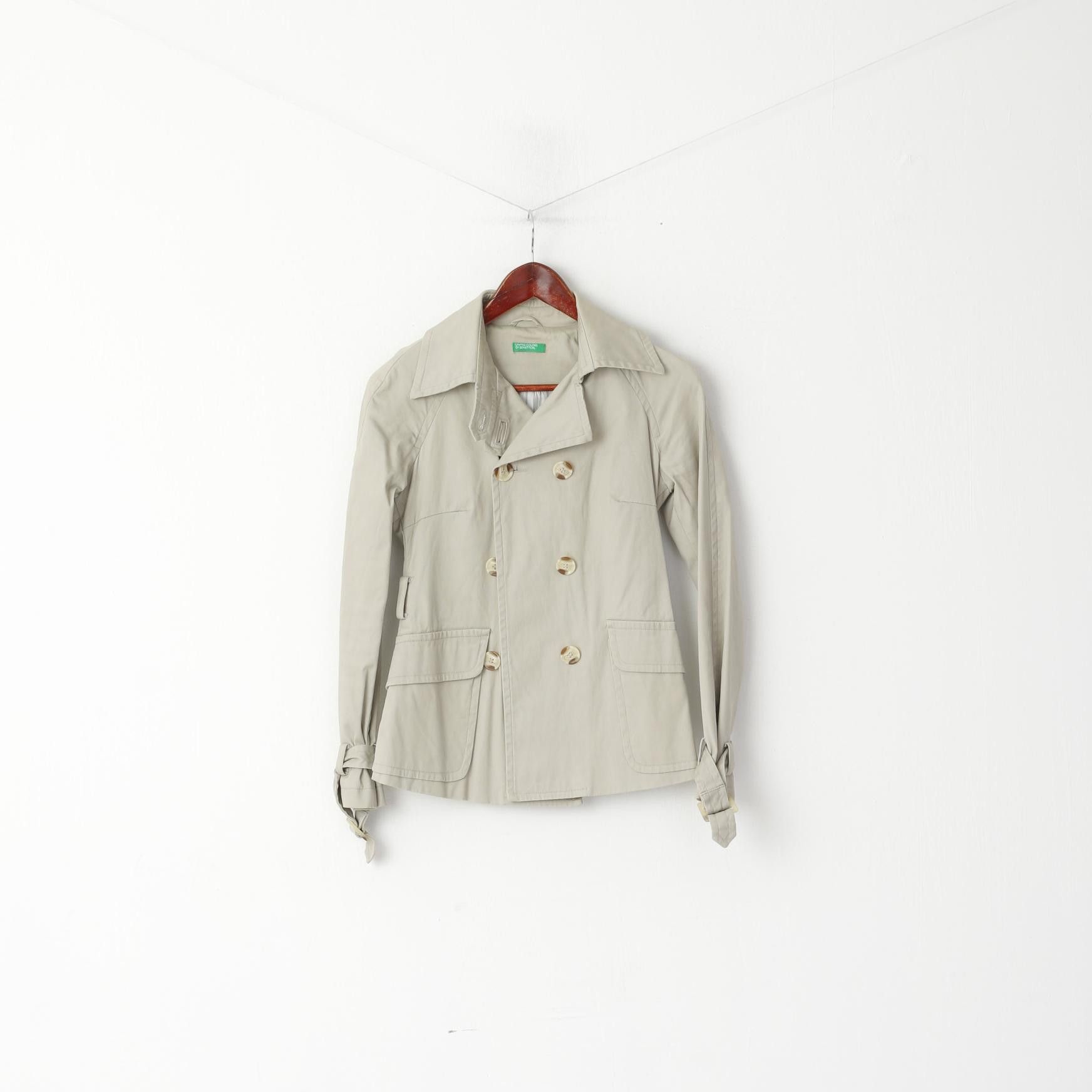United Colors Of Benetton United Colors Of Benetton Women 38 XS Jacket Beige 0479 Size XS / US 0-2 / IT 36-38 - 2 Thumbnail