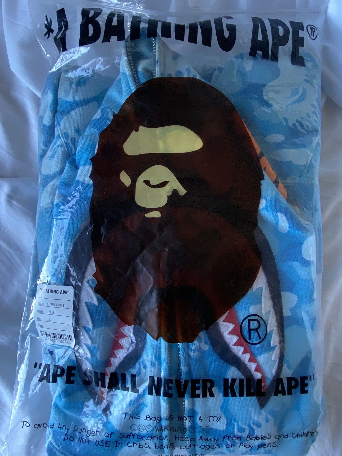 Bape BLUE FLAME SHARK HOODIE FULL ZIP Grailed