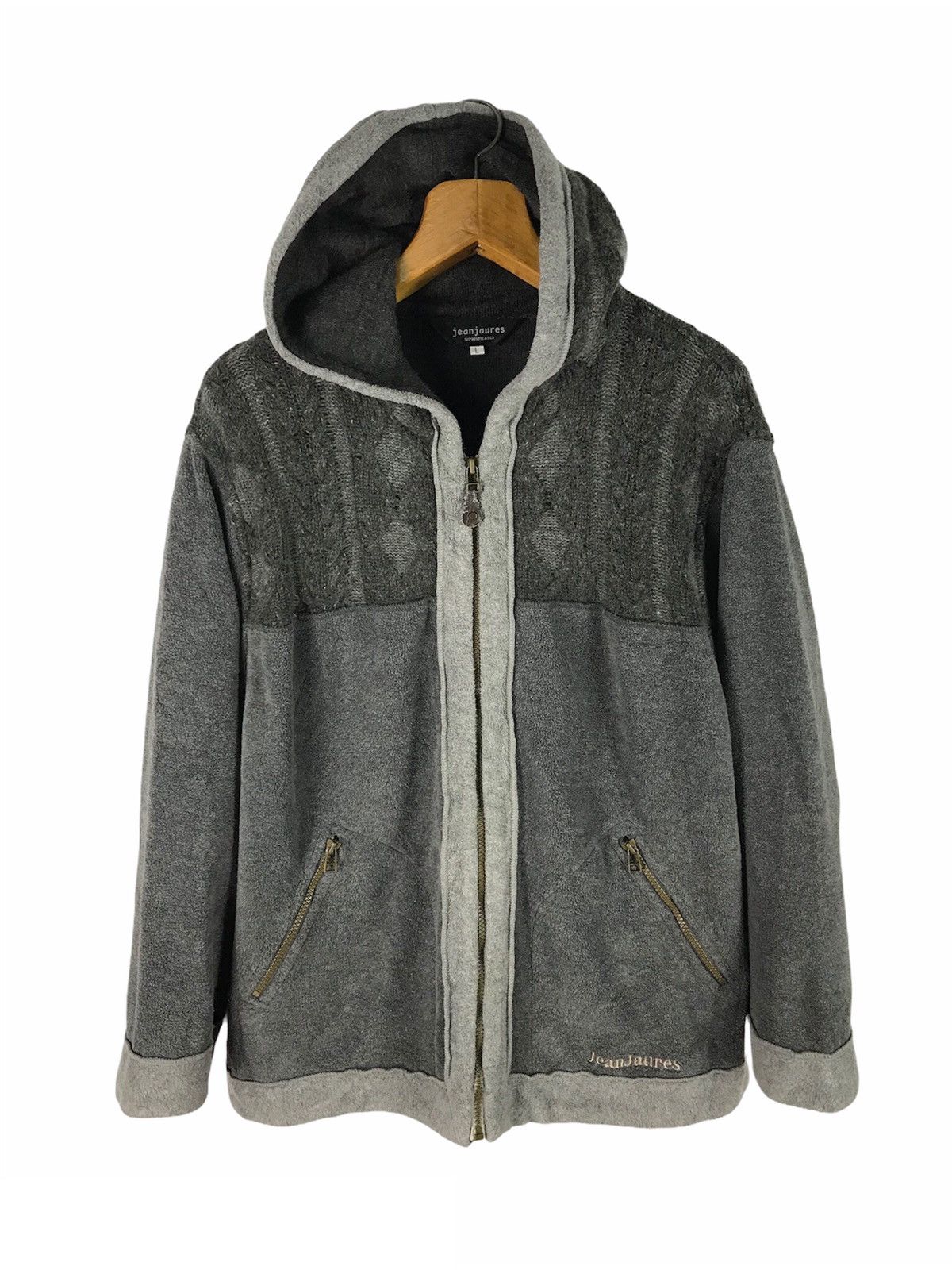 Japanese Brand JEAN JAURES ARGYLE HERRINGBONE KNIT HOODIE Size US L / EU 52-54 / 3 - 2 Thumbnail