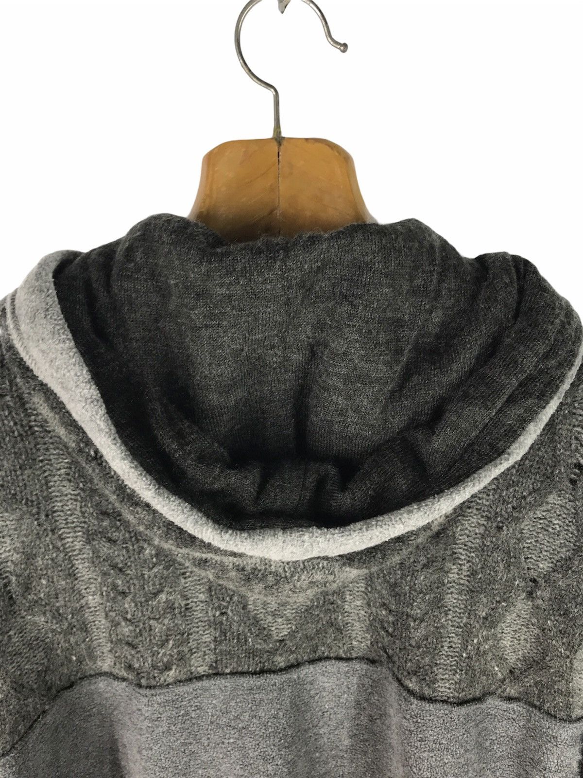 Japanese Brand JEAN JAURES ARGYLE HERRINGBONE KNIT HOODIE Size US L / EU 52-54 / 3 - 9 Thumbnail
