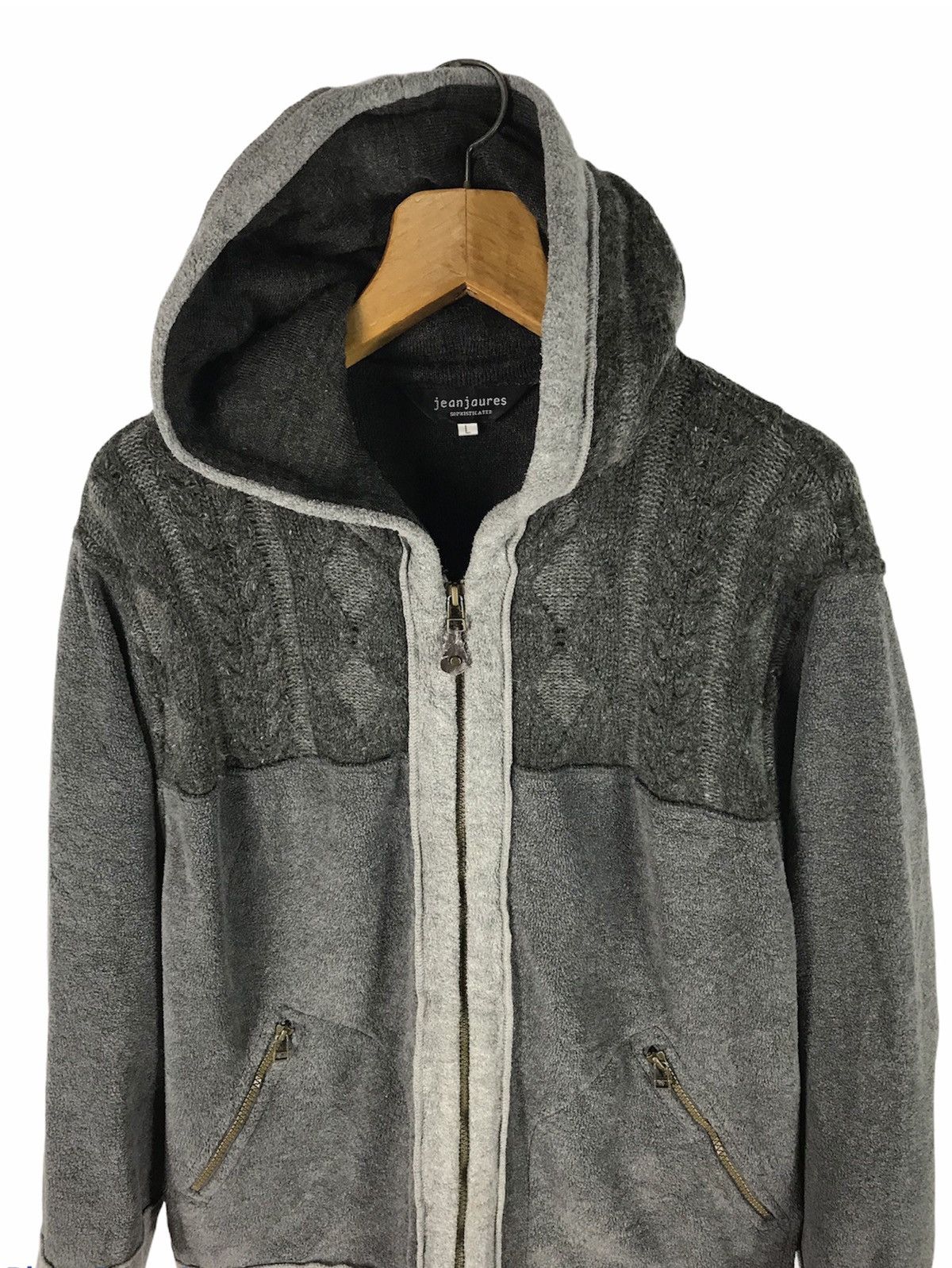 Japanese Brand JEAN JAURES ARGYLE HERRINGBONE KNIT HOODIE Size US L / EU 52-54 / 3 - 3 Thumbnail