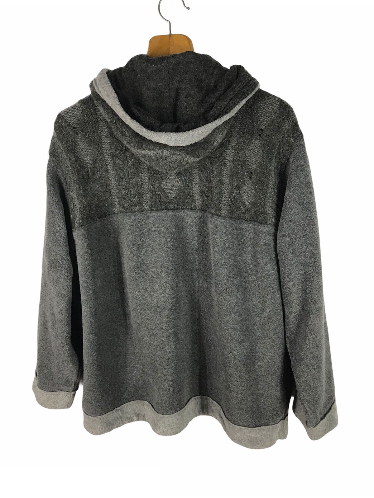 Japanese Brand JEAN JAURES ARGYLE HERRINGBONE KNIT HOODIE Size US L / EU 52-54 / 3 - 6 Thumbnail