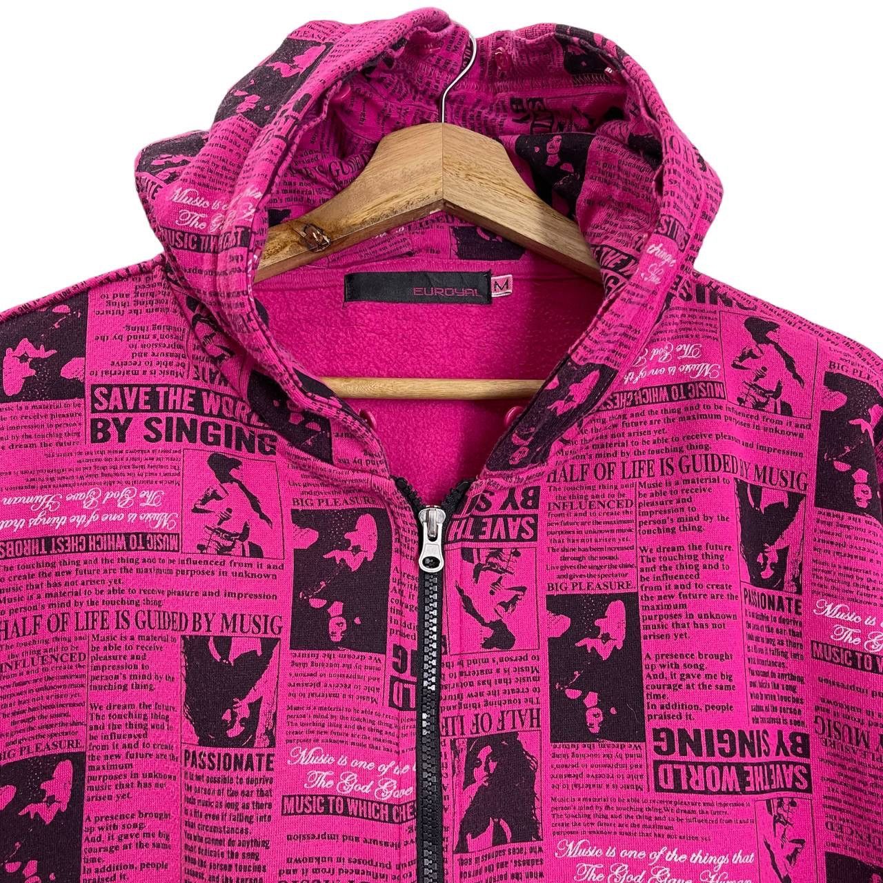 Vintage Vintage Save The World By Singing Allover Print Zipper Hoodi Size US S / EU 44-46 / 1 - 4 Thumbnail