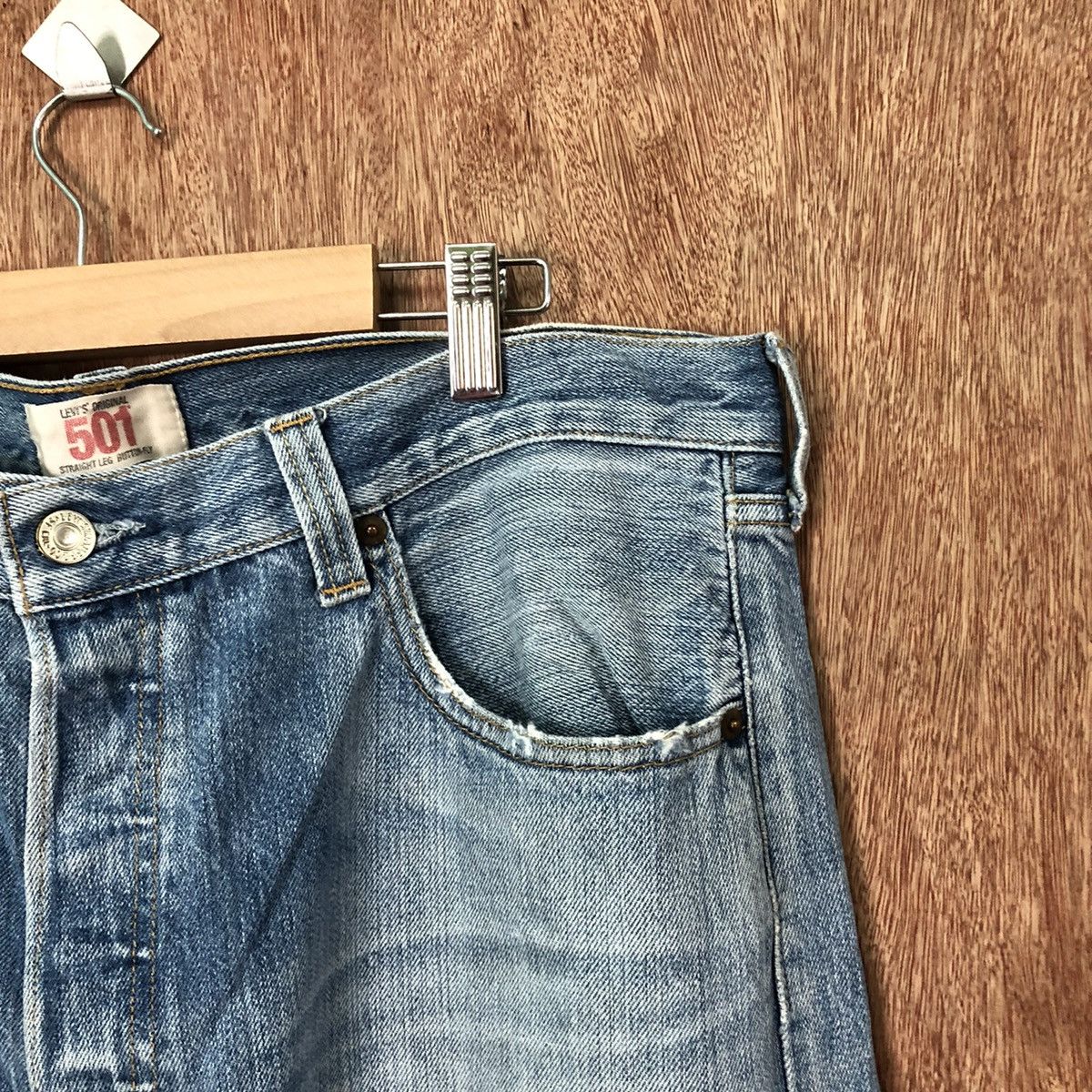 Levi's 501 Levis Blue Distressed Denim jeans pants #6374 Size US 35 - 7 Thumbnail