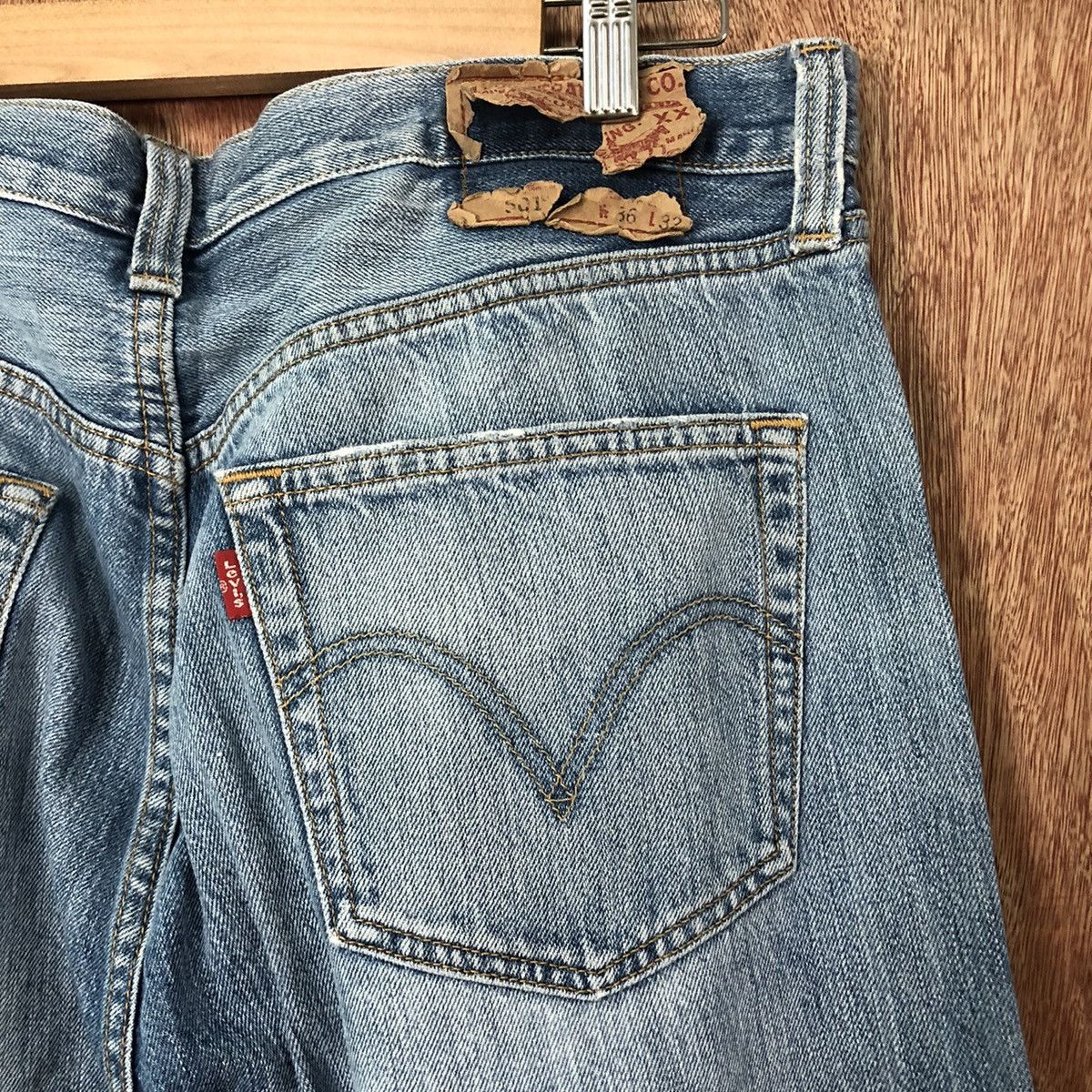 Levi's 501 Levis Blue Distressed Denim jeans pants #6374 Size US 35 - 13 Thumbnail