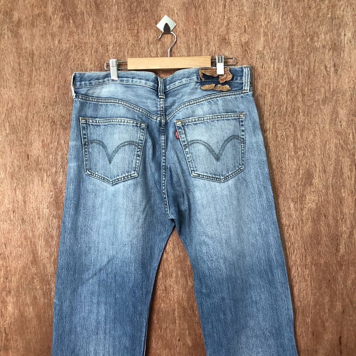 Levi's 501 Levis Blue Distressed Denim jeans pants #6374 Size US 35 - 10 Thumbnail
