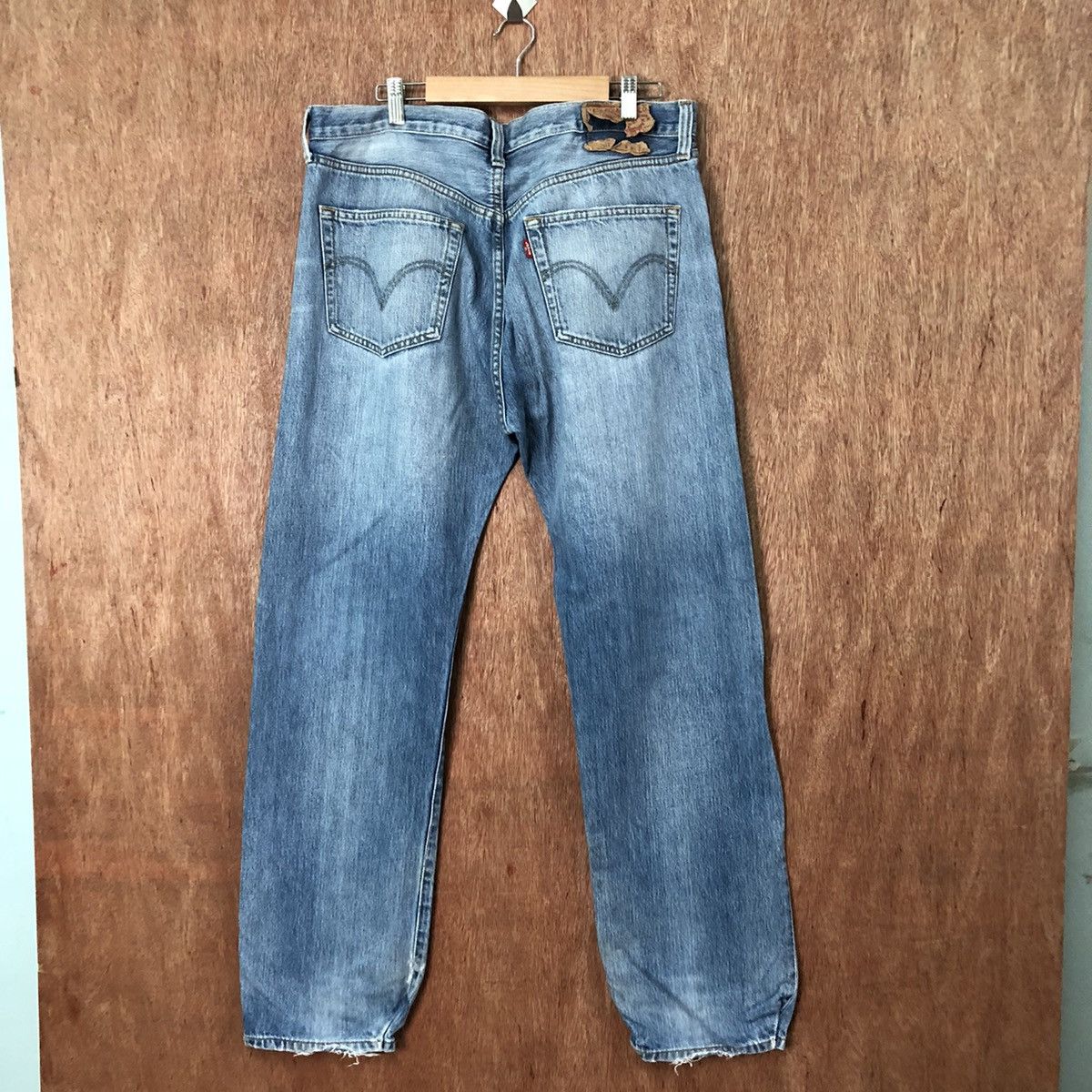 Levi's 501 Levis Blue Distressed Denim jeans pants #6374 Size US 35 - 9 Thumbnail