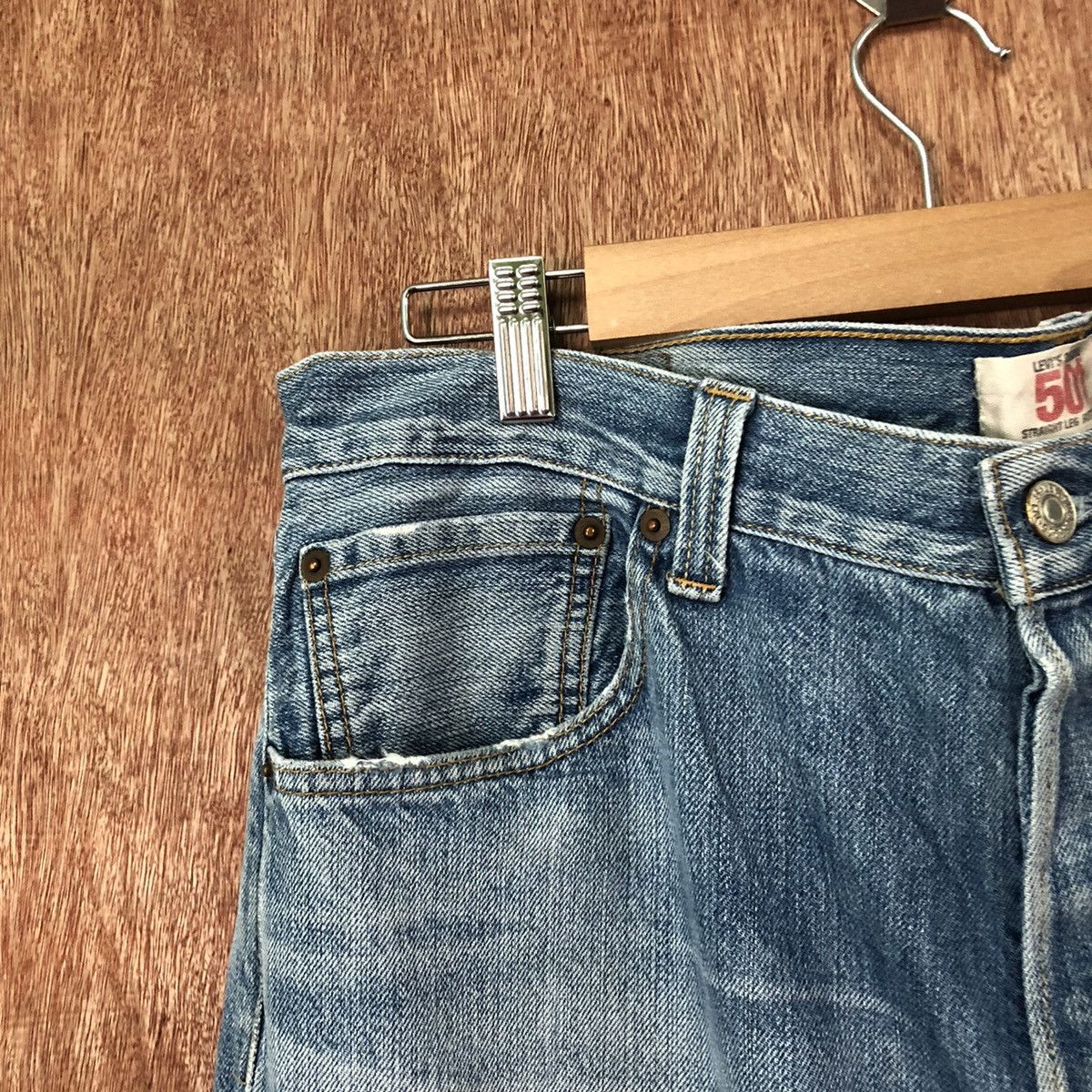 Levi's 501 Levis Blue Distressed Denim jeans pants #6374 Size US 35 - 6 Thumbnail