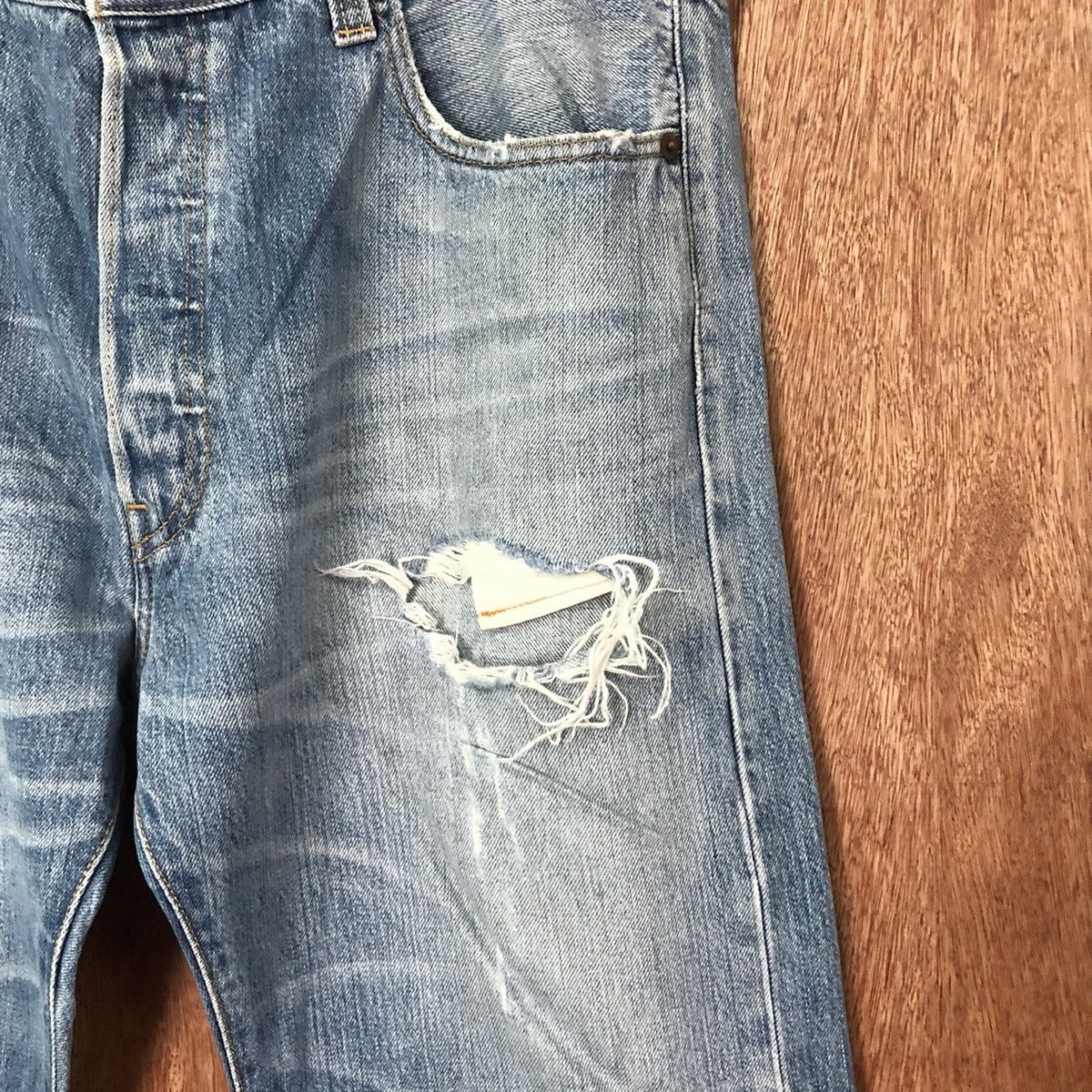 Levi's 501 Levis Blue Distressed Denim jeans pants #6374 Size US 35 - 5 Thumbnail