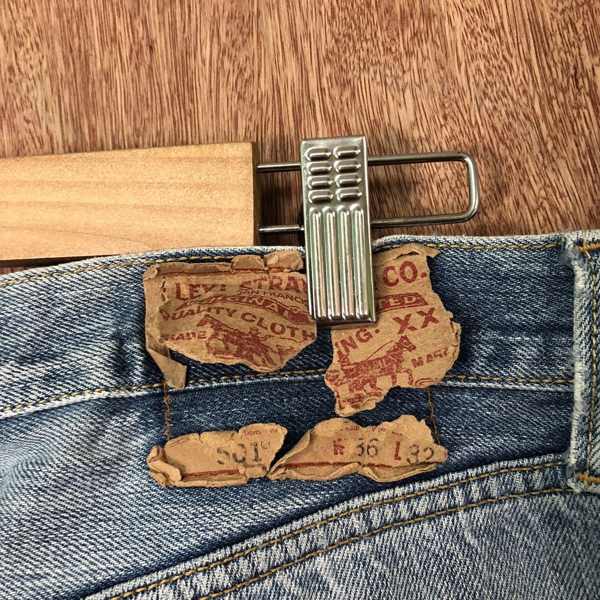 Levi's 501 Levis Blue Distressed Denim jeans pants #6374 Size US 35 - 14 Thumbnail