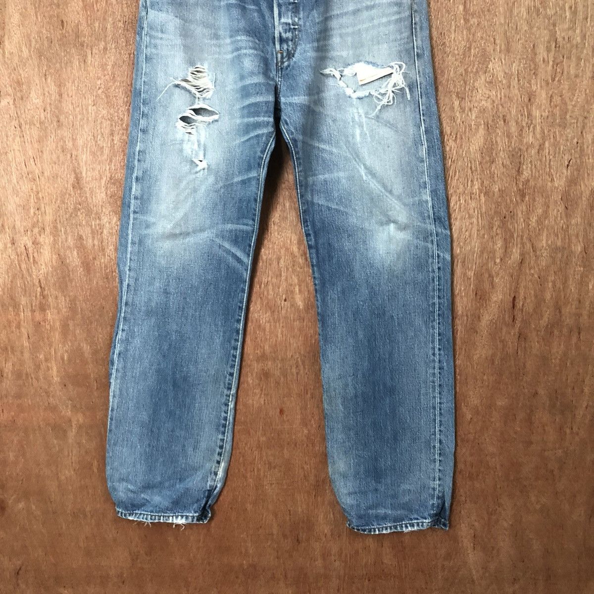 Levi's 501 Levis Blue Distressed Denim jeans pants #6374 Size US 35 - 3 Thumbnail