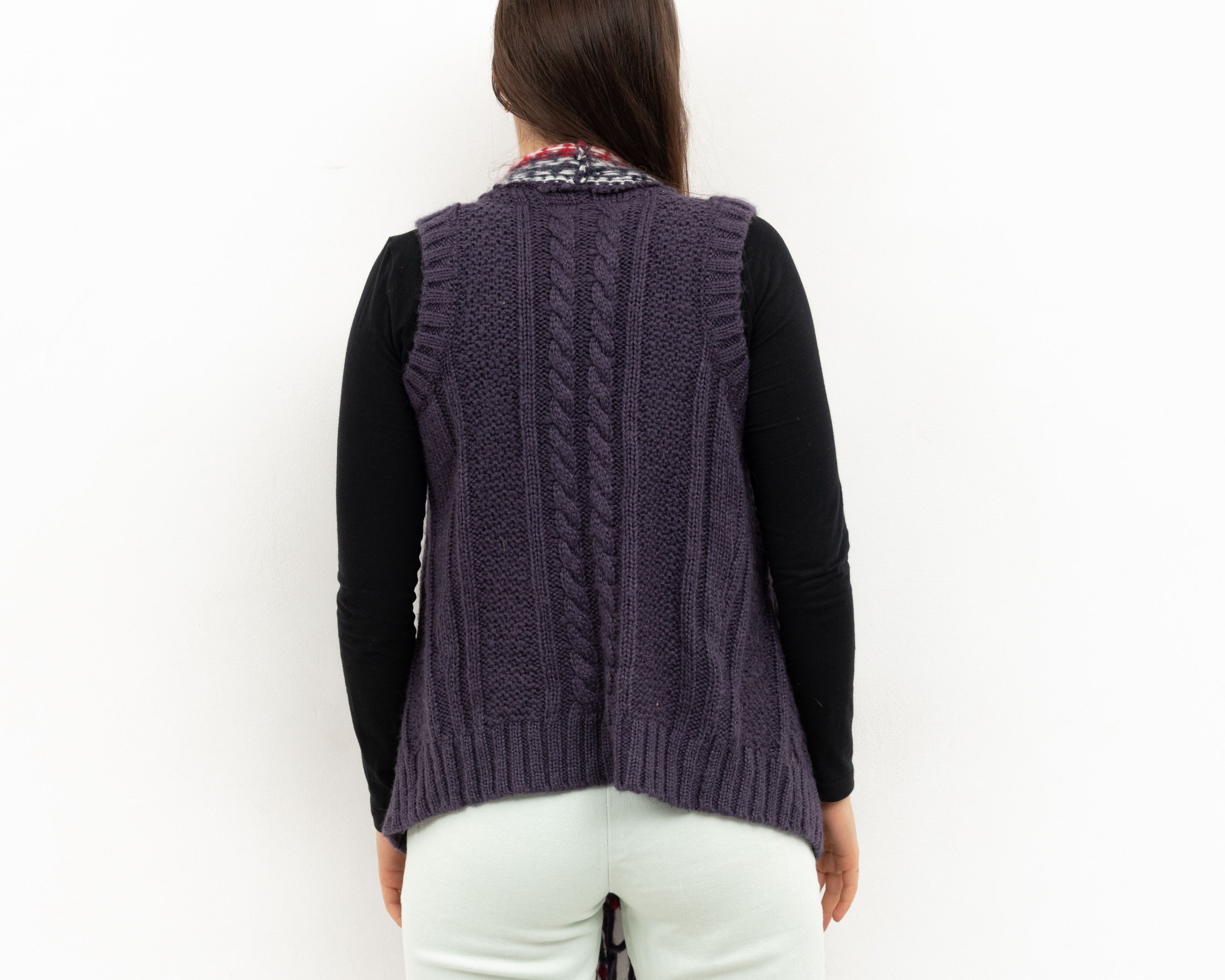 Other × Vintage Wool Vest Tank Gilet Cardigan Waistcoat Fringe Winter Warm Size S / US 4 / IT 40 - 6 Thumbnail