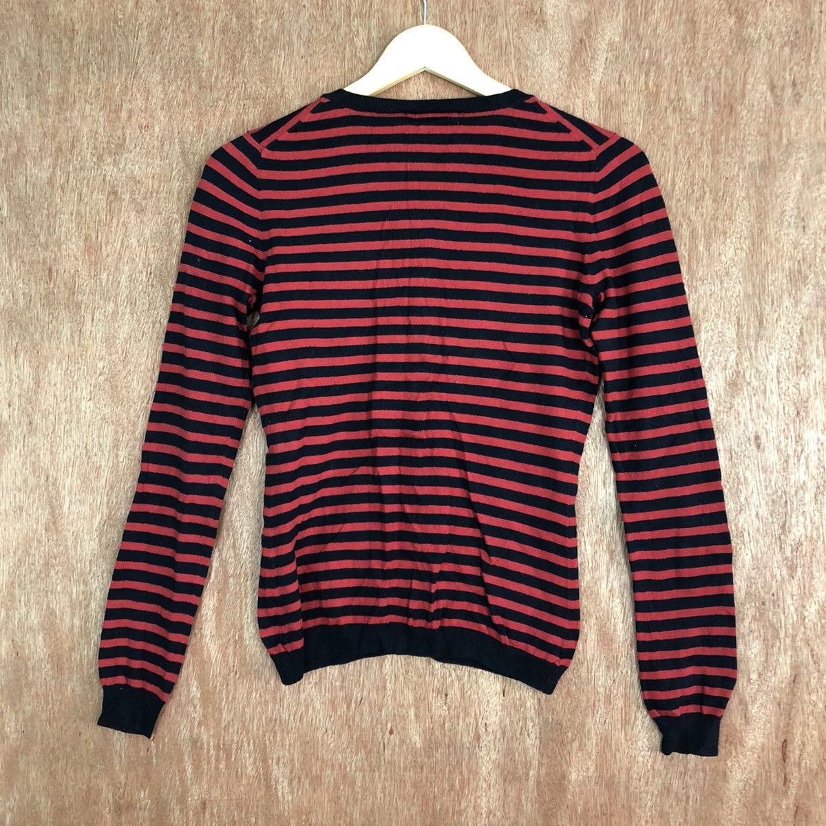 Japanese Brand × OVER THE STRiPES Banana Republic Stripes Black Red Cardigan #6111 Size US XS / EU 42 / 0 - 10 Thumbnail