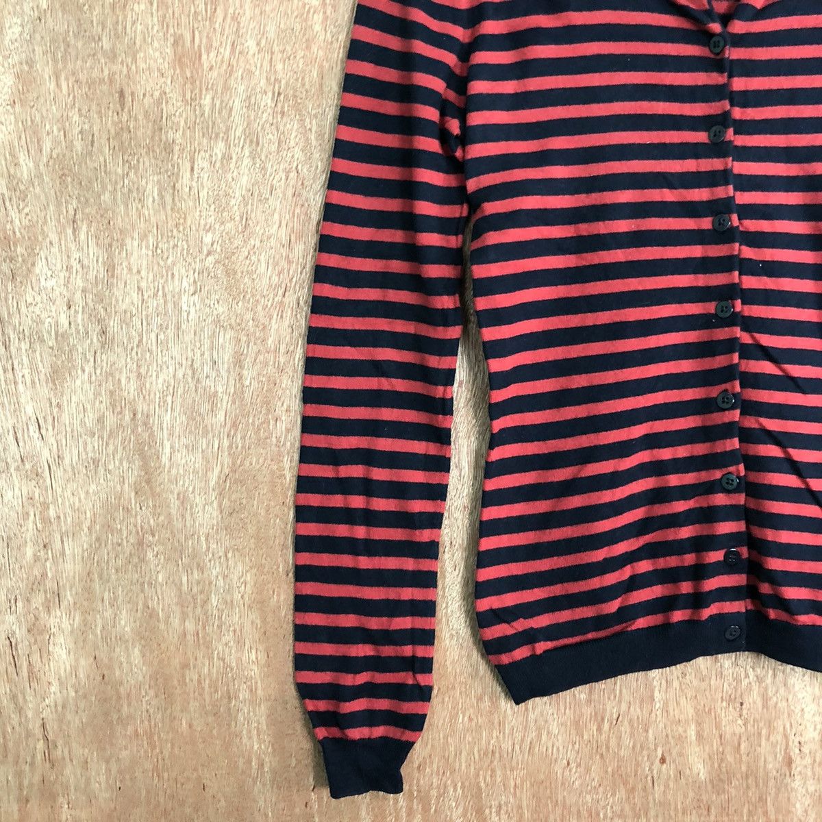 Japanese Brand × OVER THE STRiPES Banana Republic Stripes Black Red Cardigan #6111 Size US XS / EU 42 / 0 - 7 Thumbnail