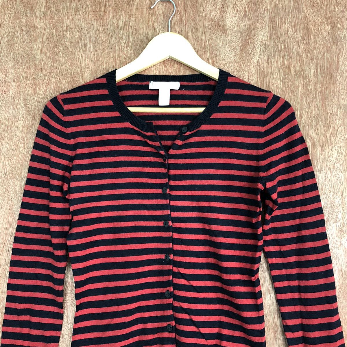 Japanese Brand × OVER THE STRiPES Banana Republic Stripes Black Red Cardigan #6111 Size US XS / EU 42 / 0 - 2 Thumbnail