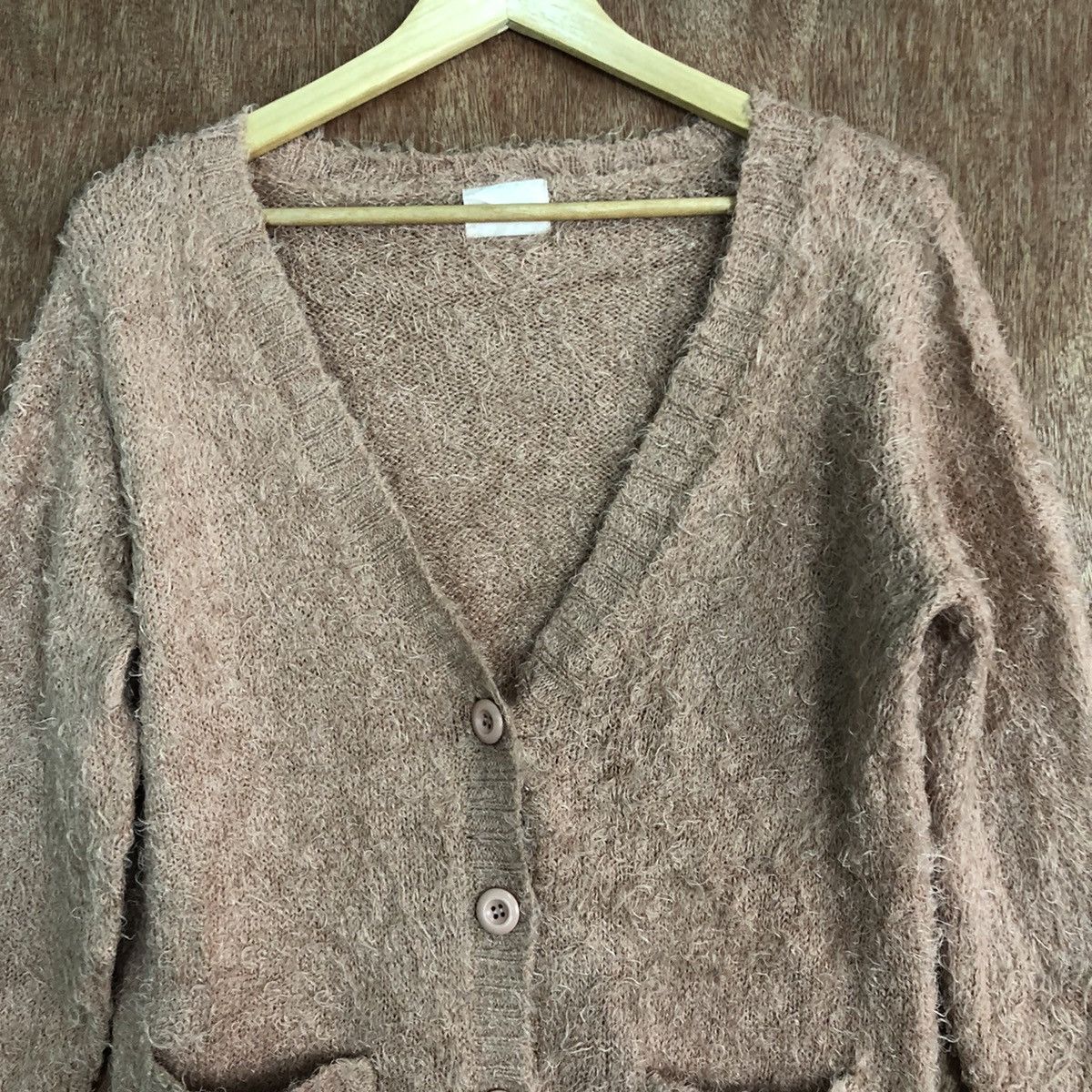 Homespun Knitwear Emsexcite Peach cardigan Mohair Shag Shaggy Knitwear #c373 Size US M / EU 48-50 / 2 - 8 Thumbnail