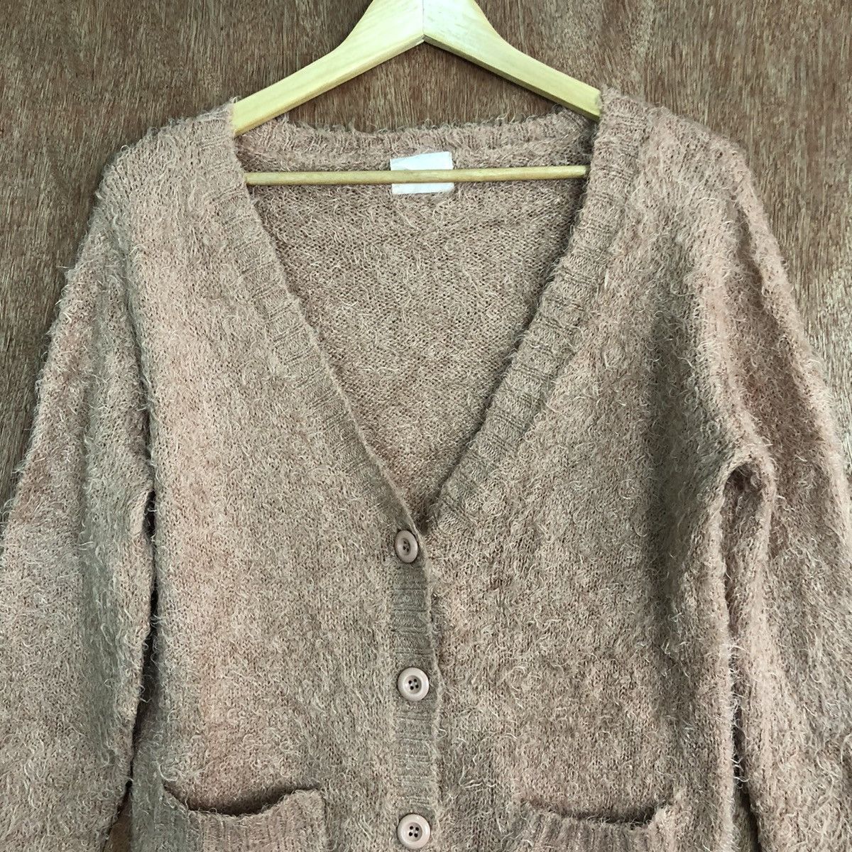 Homespun Knitwear Emsexcite Peach cardigan Mohair Shag Shaggy Knitwear #c373 Size US M / EU 48-50 / 2 - 2 Thumbnail