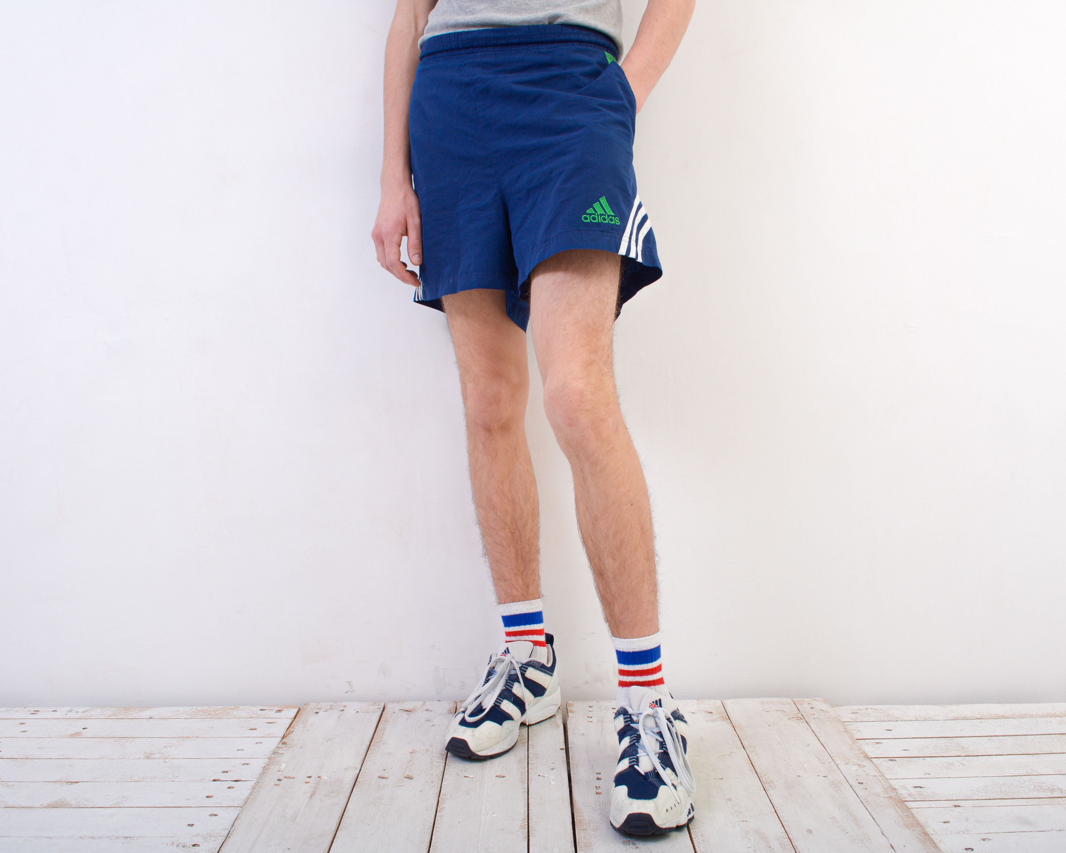 Adidas × Vintage W42 Shorts L Swim Trunks Retro Polyester Blue Beach Pool Size US 42 / EU 58 - 3 Thumbnail