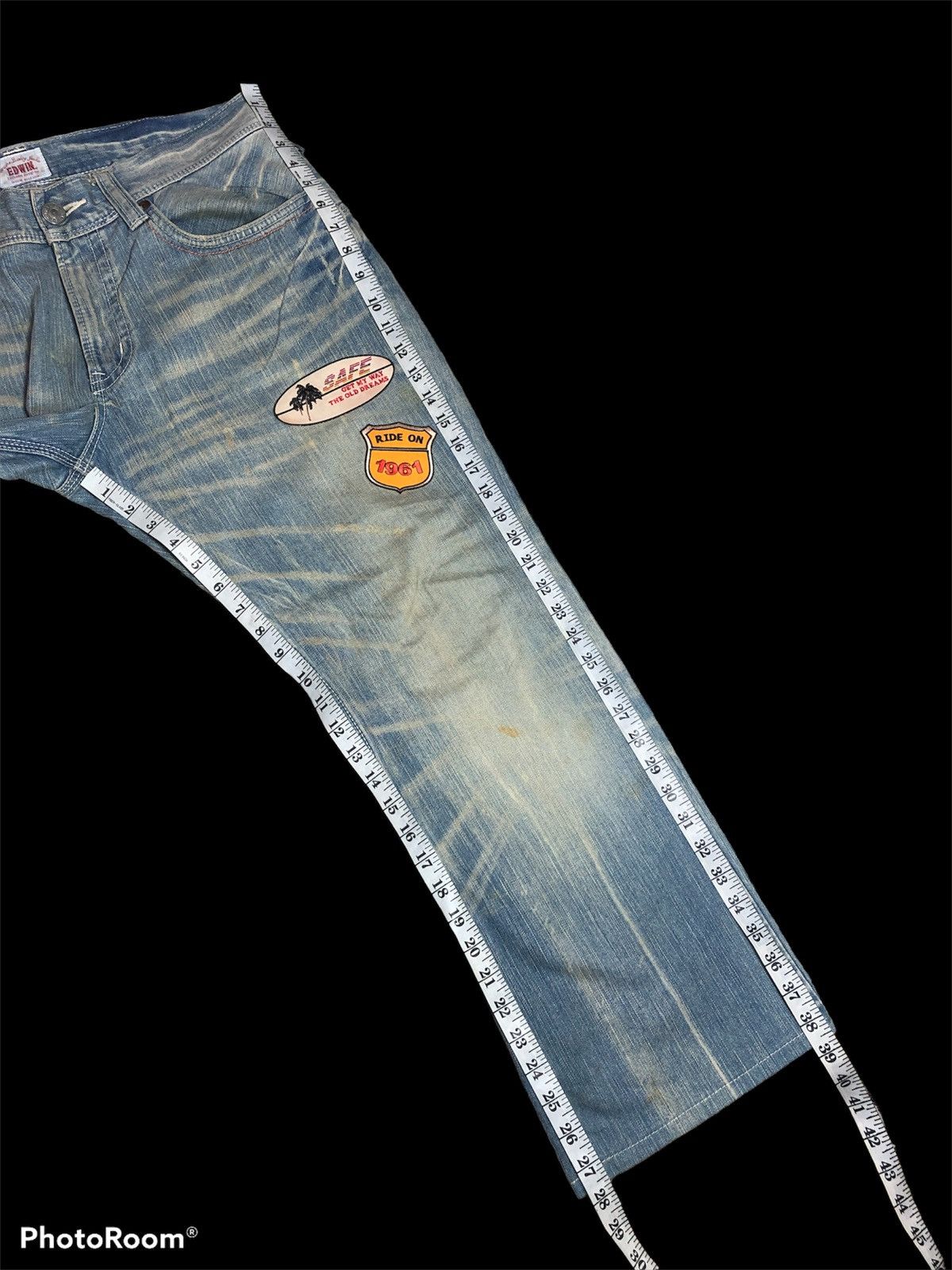 Edwin FLARE⚡️⚡️EDWIN WASHED BLUE DISTRESSED DENIM Size US 36 / EU 52 - 8 Thumbnail