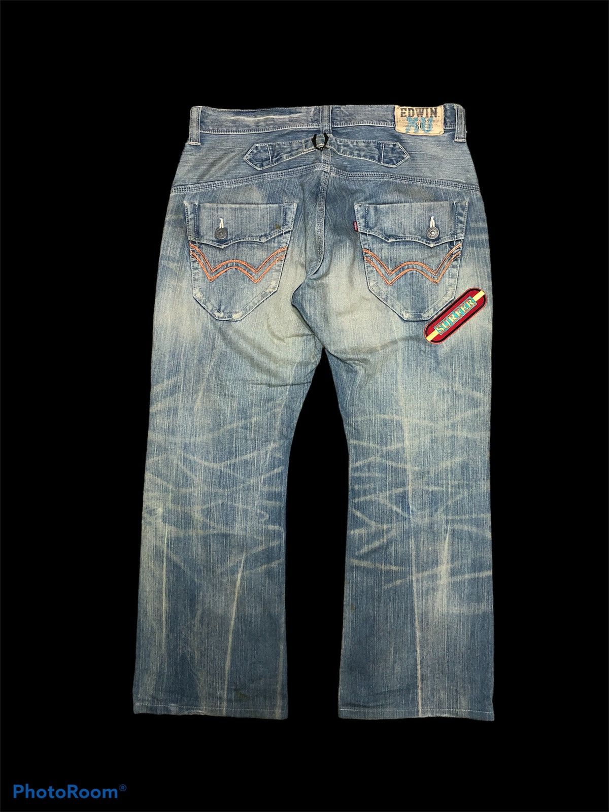 Edwin FLARE⚡️⚡️EDWIN WASHED BLUE DISTRESSED DENIM Size US 36 / EU 52 - 2 Thumbnail