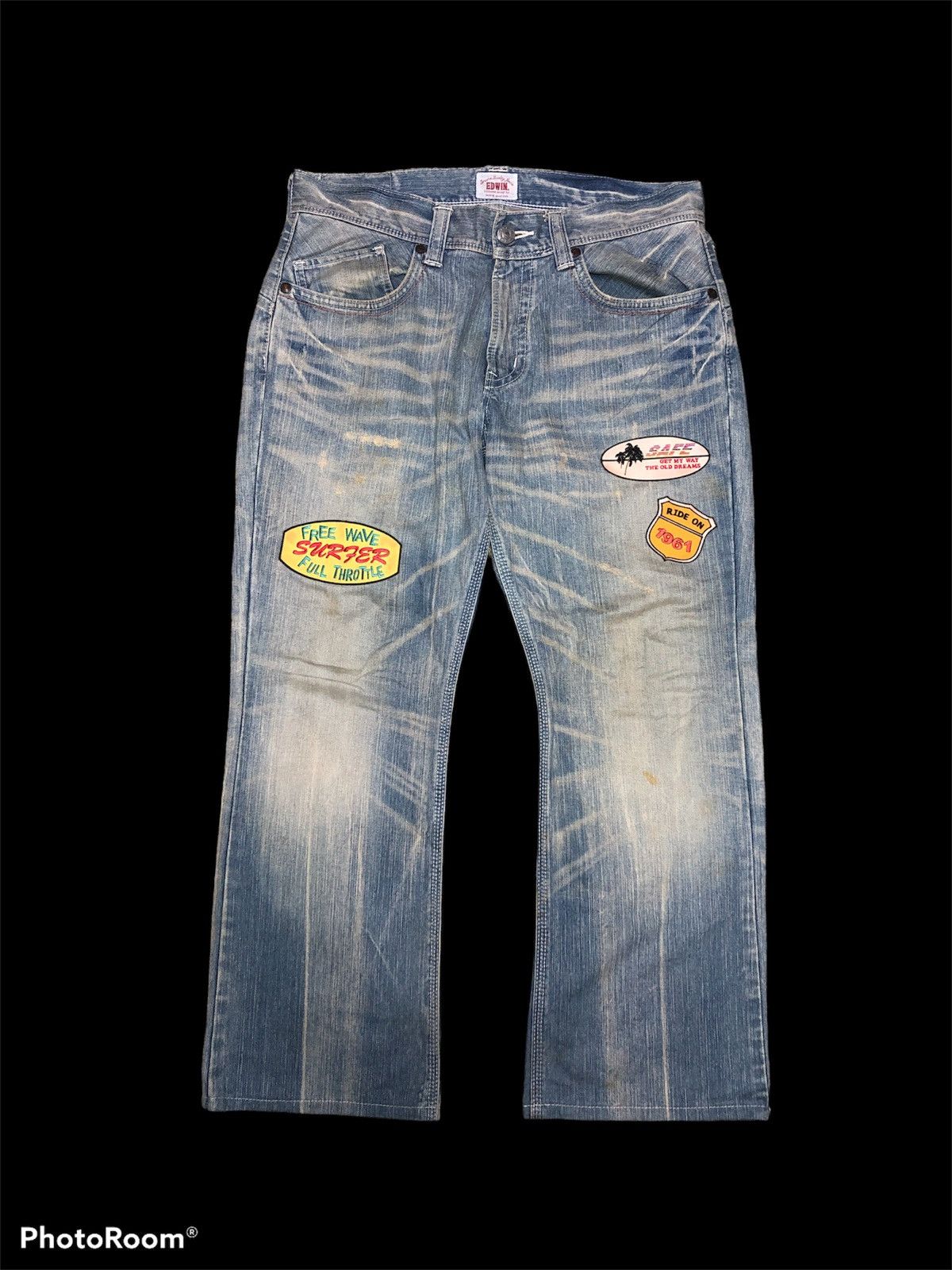 Edwin FLARE⚡️⚡️EDWIN WASHED BLUE DISTRESSED DENIM Size US 36 / EU 52 - 1 Thumbnail