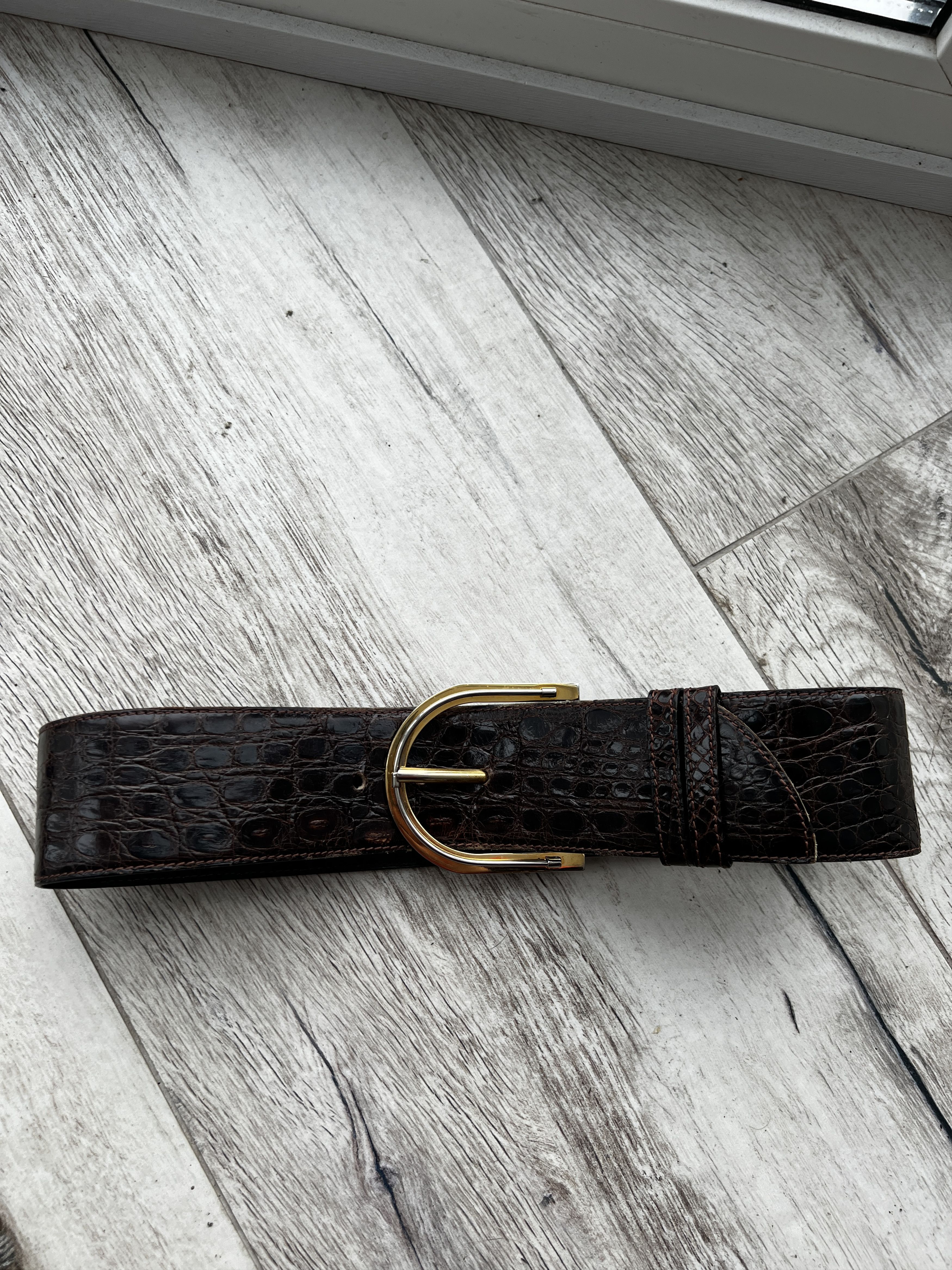 Vintage Crocodile Skin Belt size 30 75 Made in Italy