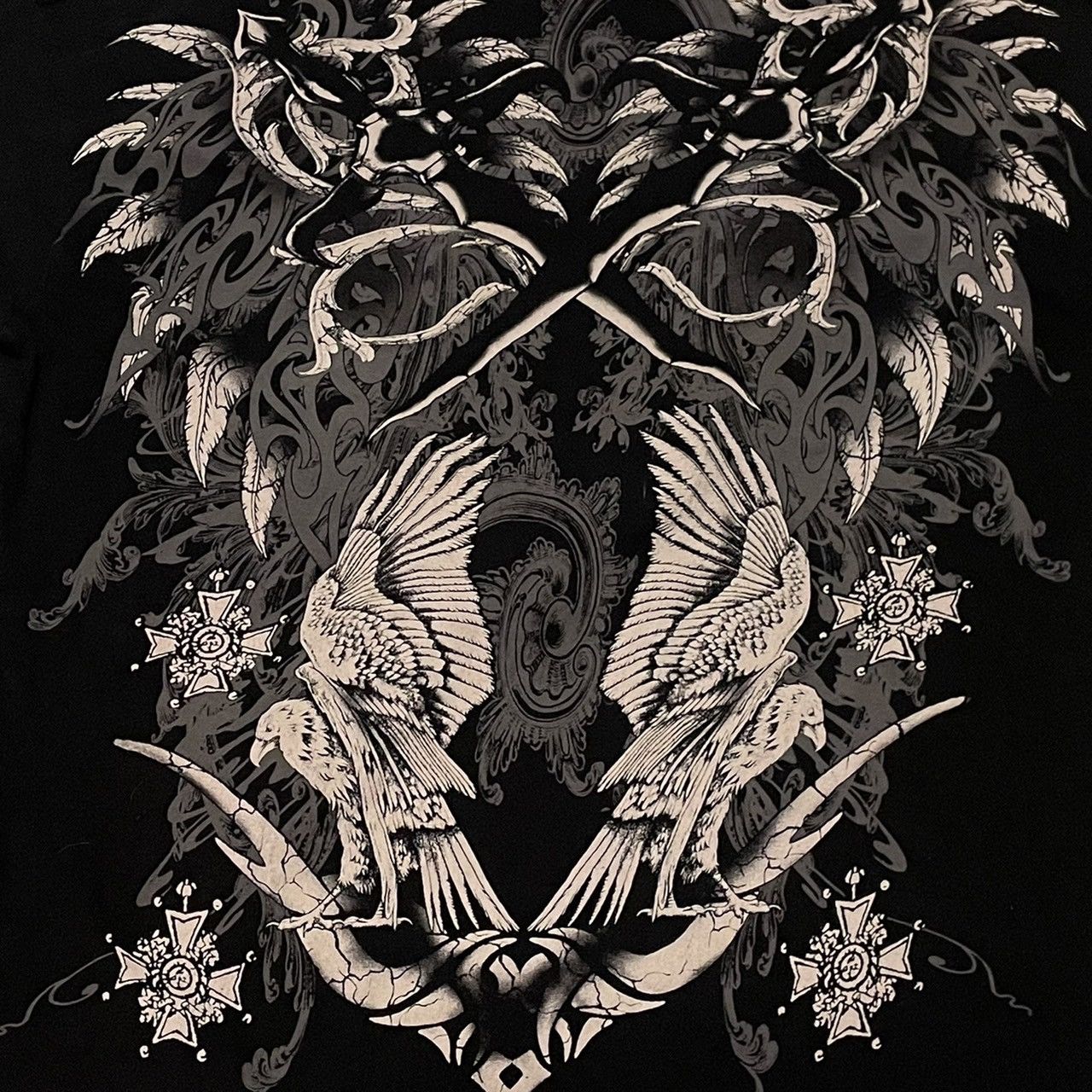 Affliction × Ed Hardy Rare Wings Cross Y2K Fashion Style Tee Streetwear Size US XL / EU 56 / 4 - 4 Thumbnail