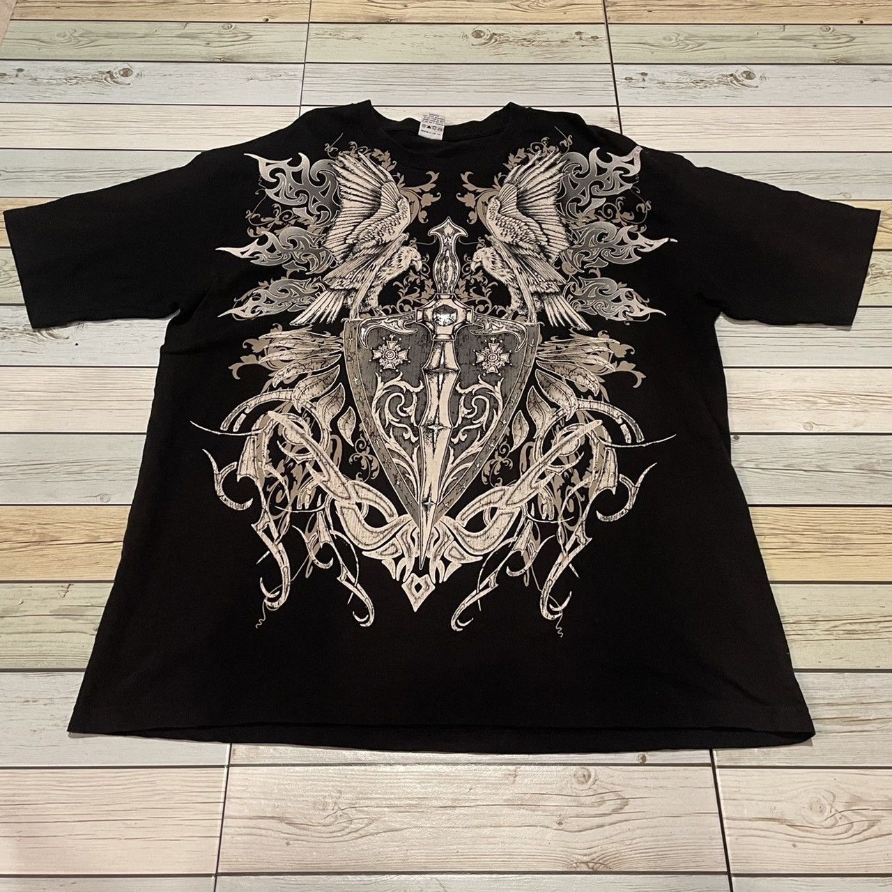 Affliction × Ed Hardy Rare Wings Cross Y2K Fashion Style Tee Streetwear Size US XL / EU 56 / 4 - 1 Thumbnail