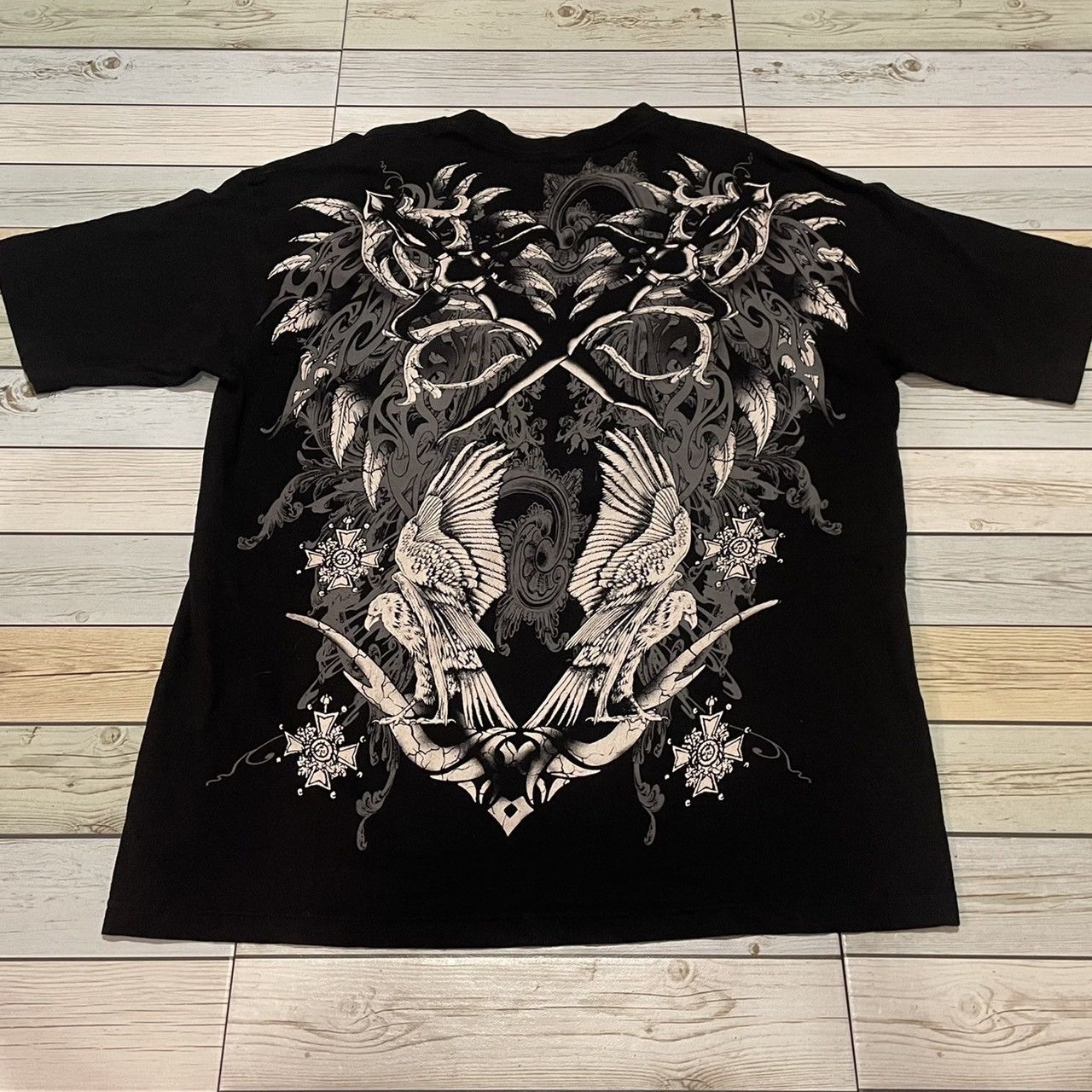 Affliction × Ed Hardy Rare Wings Cross Y2K Fashion Style Tee Streetwear Size US XL / EU 56 / 4 - 3 Thumbnail