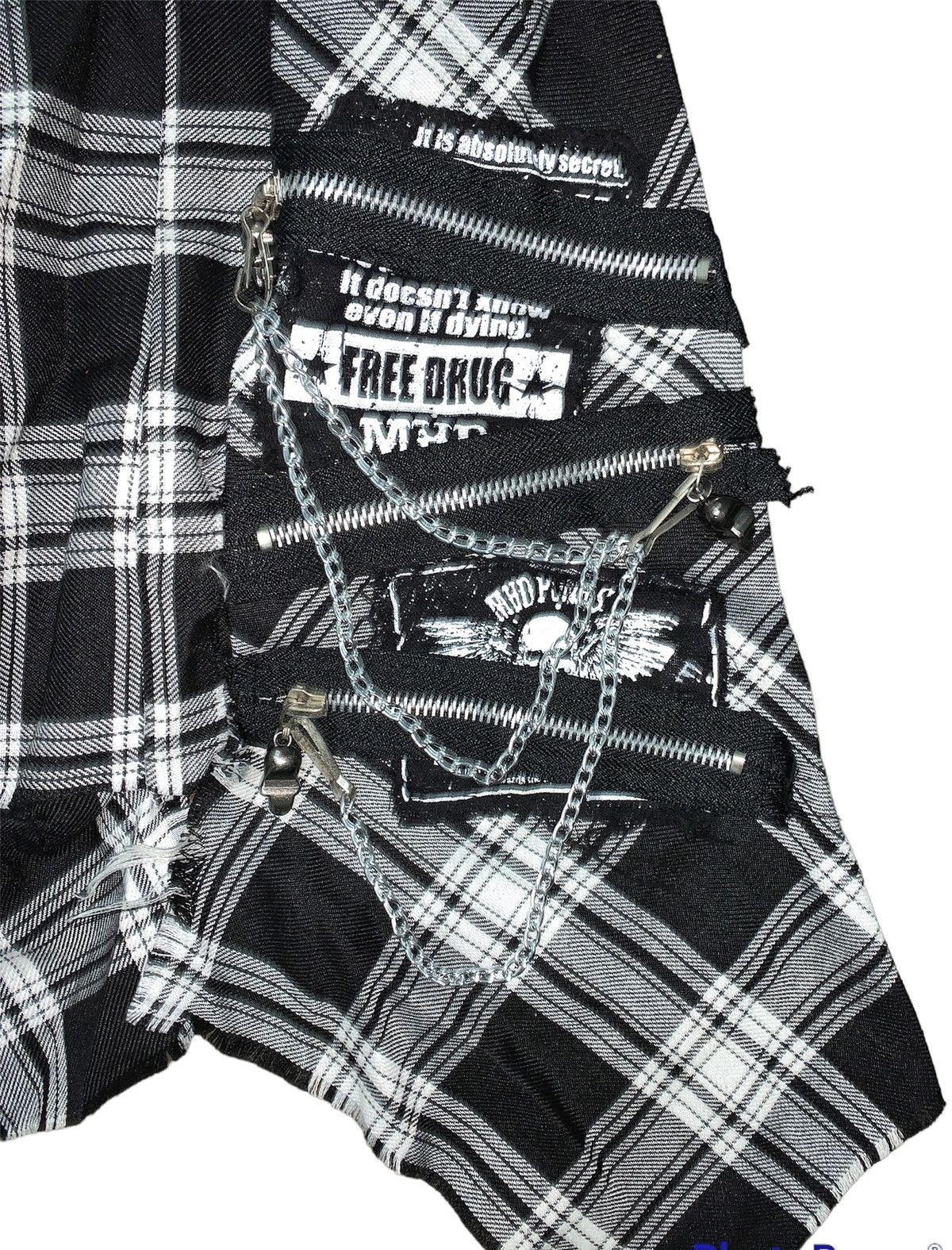 Fashion Victim MAD PUNKS Black Tartan Flowered Skirts Size 24" / US 00 / IT 34 - 10 Thumbnail