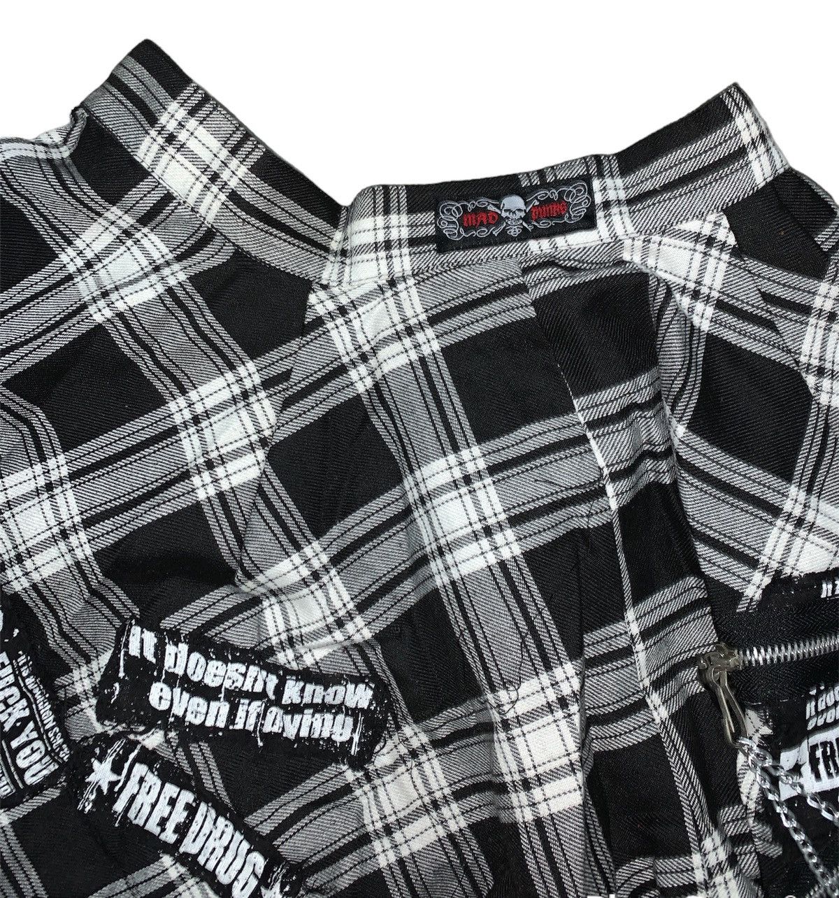 Fashion Victim MAD PUNKS Black Tartan Flowered Skirts Size 24" / US 00 / IT 34 - 9 Thumbnail